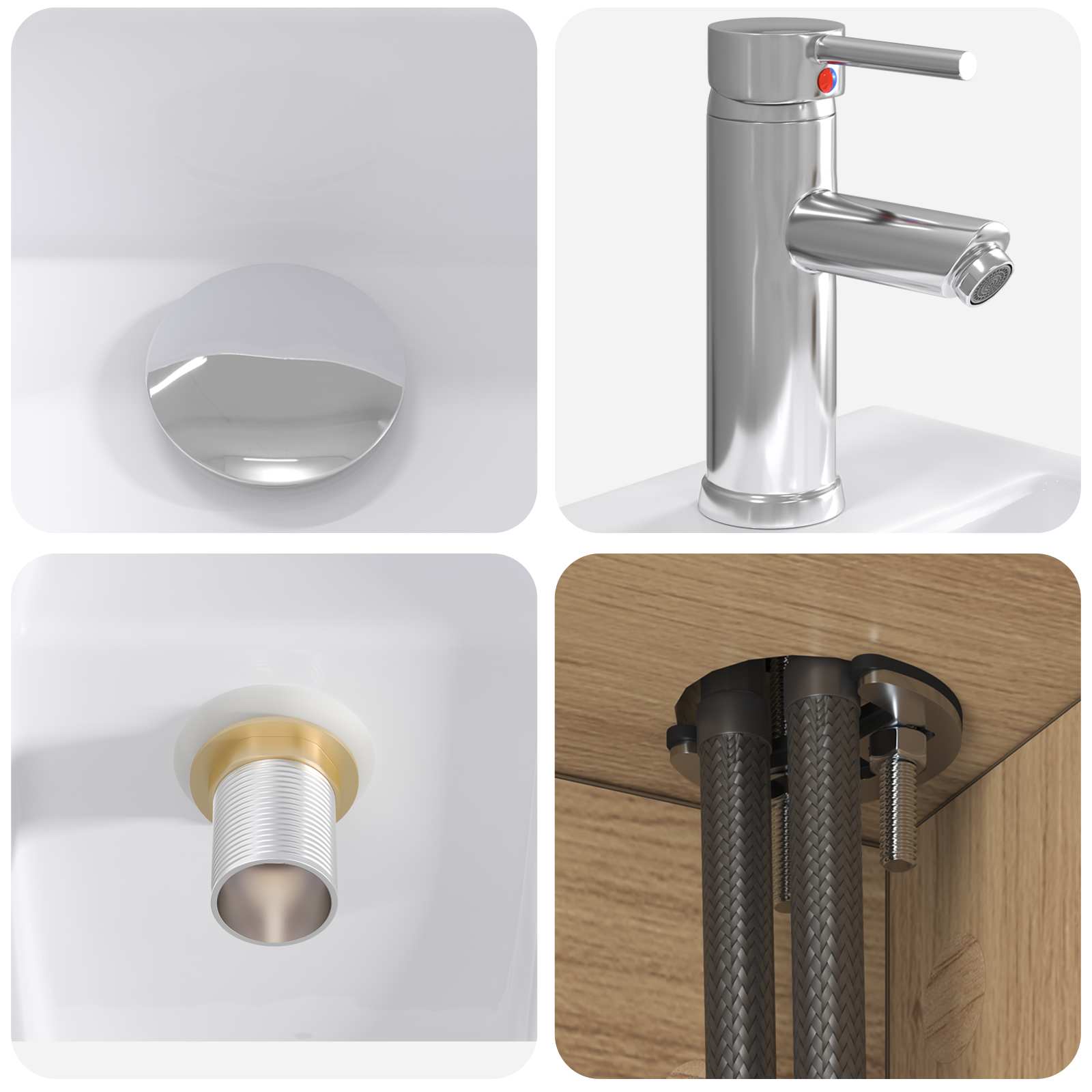 Badkamermeubelset 5 pcs Artisanaal eiken Bewerkt hout en glas is nu te koop bij PeponiXL, paradijselijk wonen!