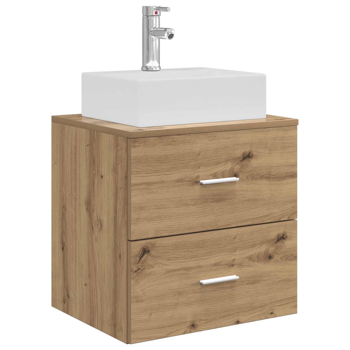 Badkamermeubelset 5 pcs Artisanaal eiken Bewerkt hout en glas is nu te koop bij PeponiXL, paradijselijk wonen!