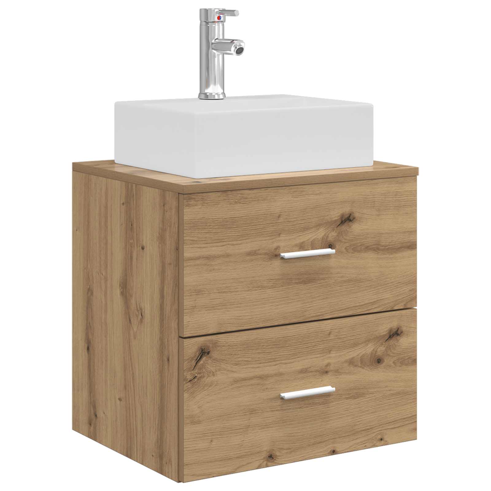Badkamermeubelset 5 pcs Artisanaal eiken Bewerkt hout en glas is nu te koop bij PeponiXL, paradijselijk wonen!