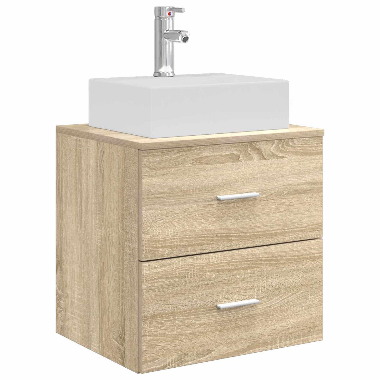 Badkamermeubelset 5 pcs Sonoma Eiken Bewerkt hout en glas is nu te koop bij PeponiXL, paradijselijk wonen!