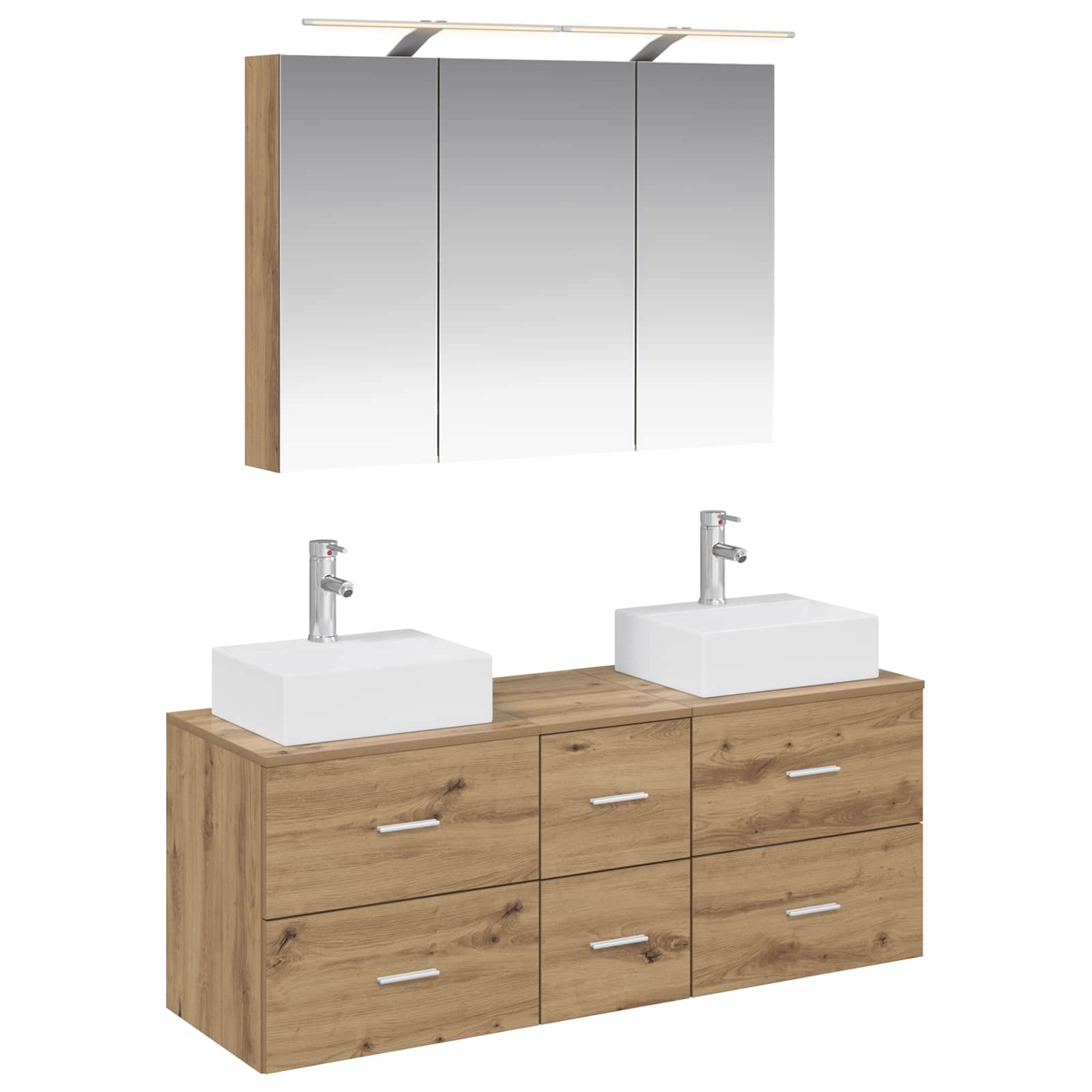 Badkamermeubelset 4 st Artisanaal eiken Bewerkt hout en glas is nu te koop bij PeponiXL, paradijselijk wonen!