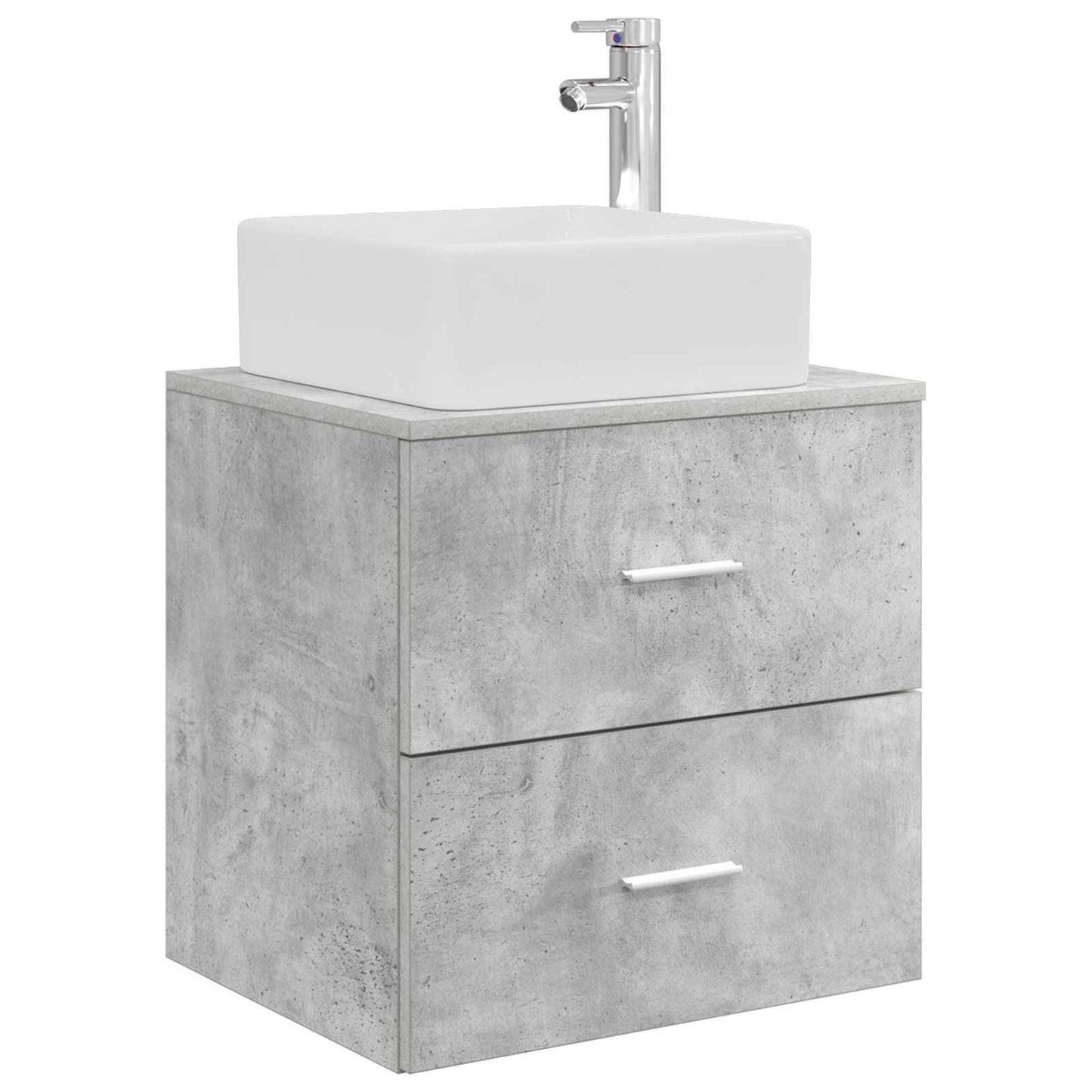 Badkamermeubelset 5 pcs Betongrijs Bewerkt hout en glas is nu te koop bij PeponiXL, paradijselijk wonen!