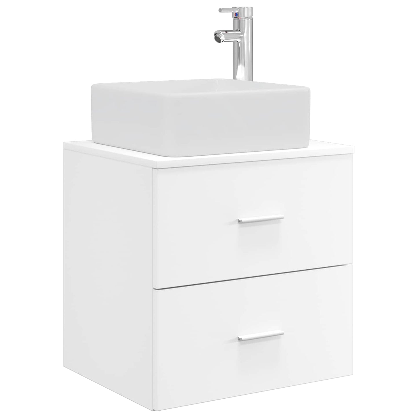 Badkamermeubelset 5 pcs Wit Bewerkt hout en glas is nu te koop bij PeponiXL, paradijselijk wonen!