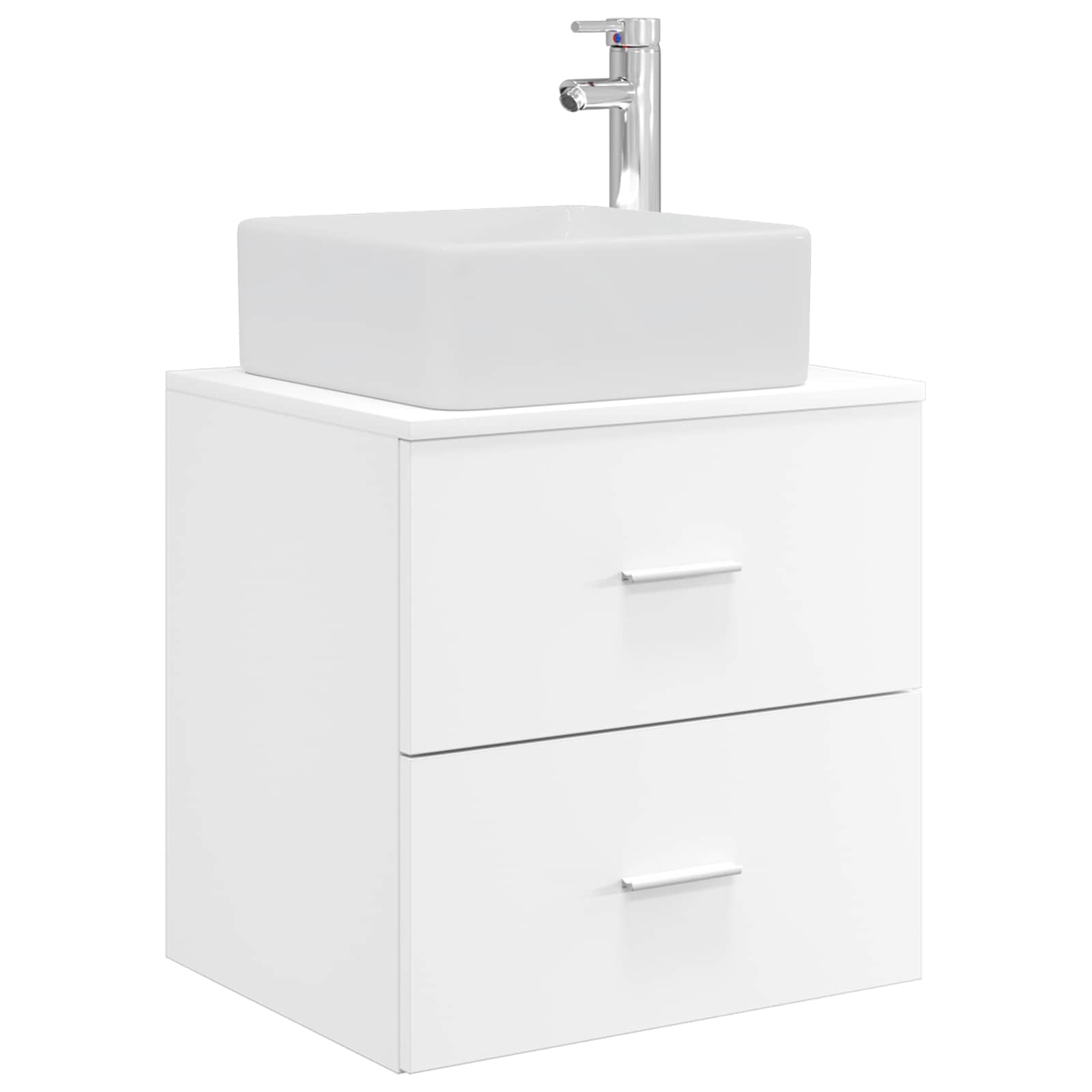 Badkamermeubelset 5 pcs Wit Bewerkt hout en glas is nu te koop bij PeponiXL, paradijselijk wonen!