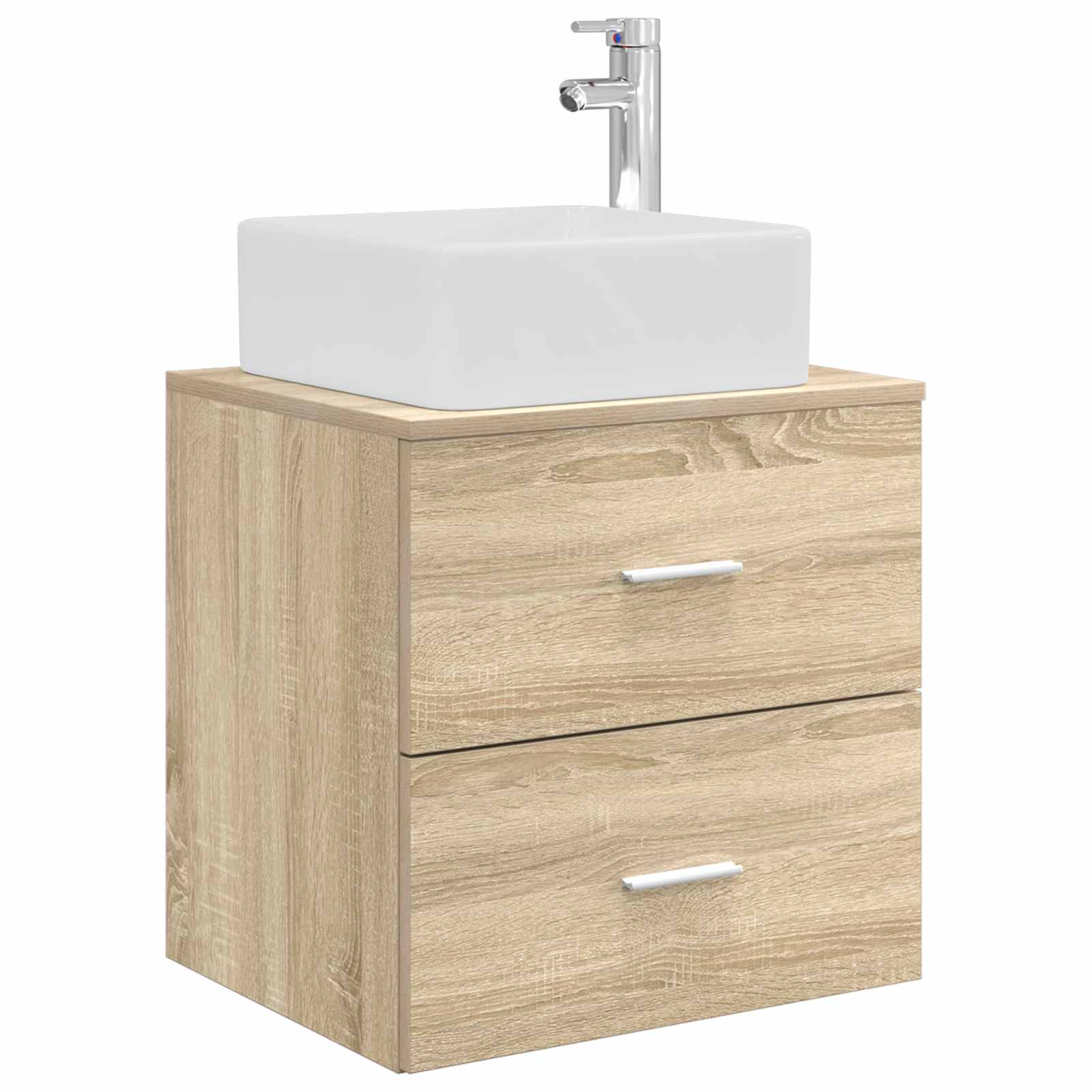 Badkamermeubelset 5 pcs Sonoma Eiken Bewerkt hout en glas is nu te koop bij PeponiXL, paradijselijk wonen!