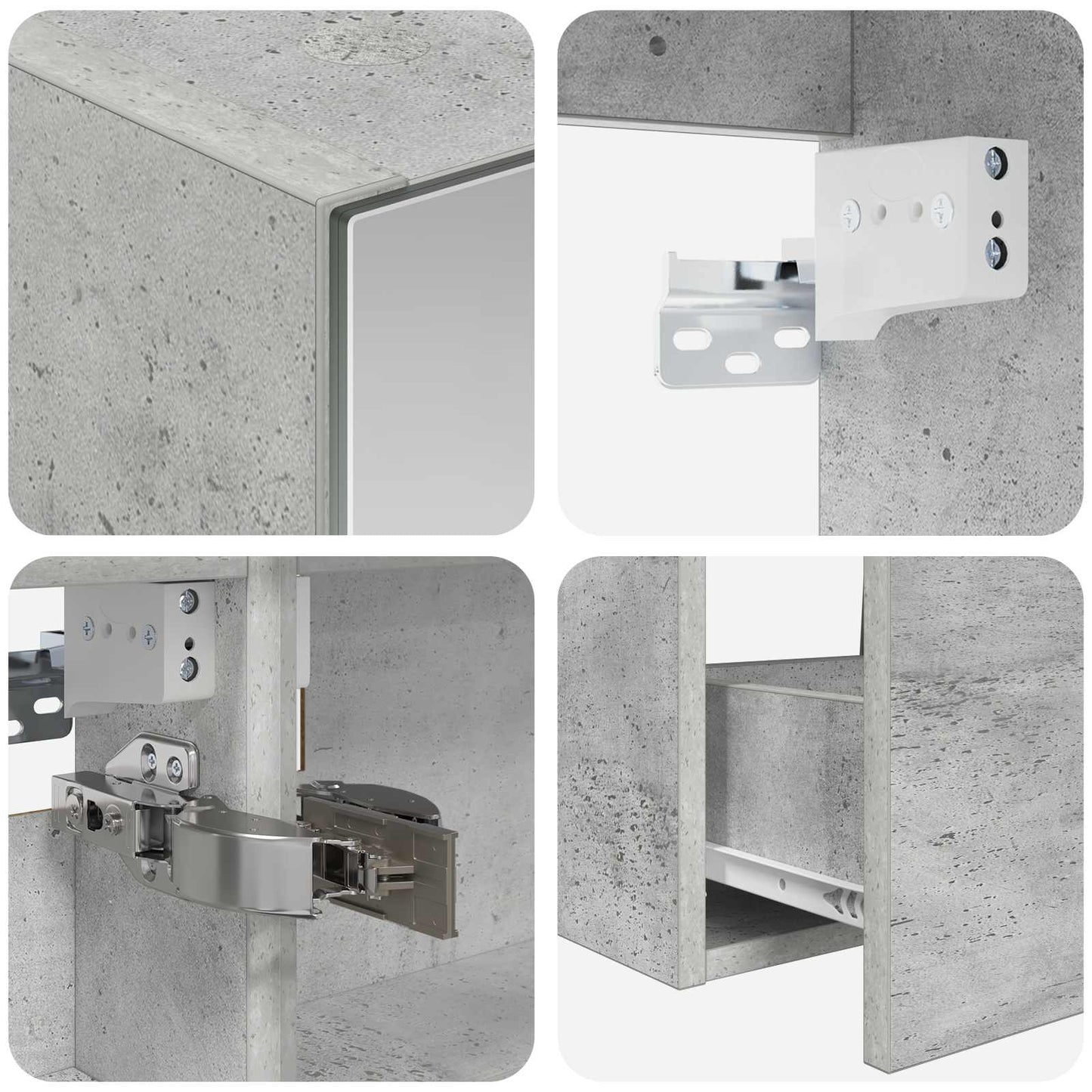 Badkamermeubelset 5 pcs Betongrijs Bewerkt hout en glas is nu te koop bij PeponiXL, paradijselijk wonen!