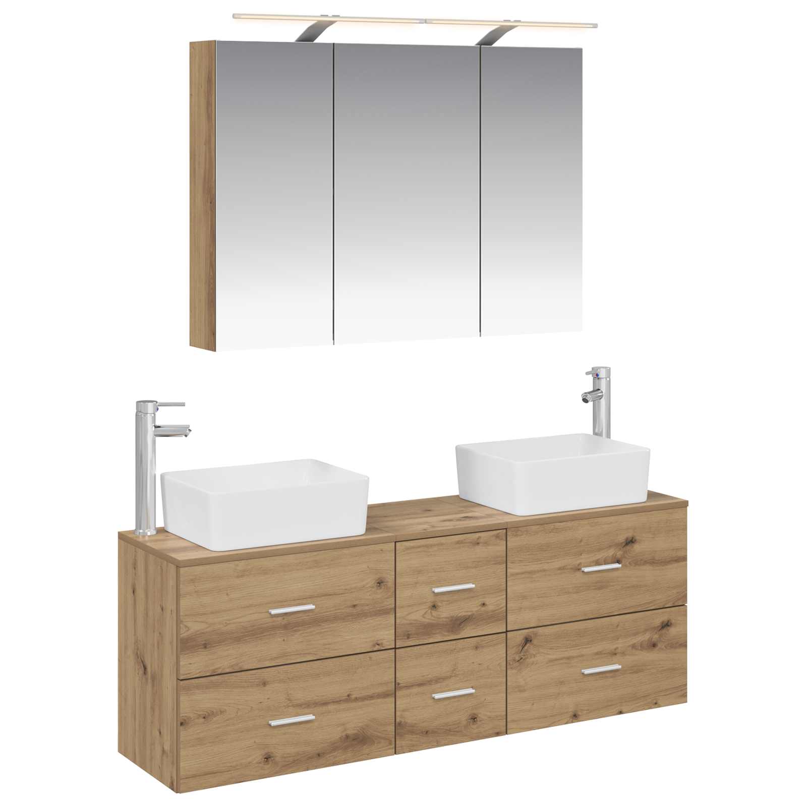 Badkamermeubelset 4 st Artisanaal eiken Bewerkt hout en glas is nu te koop bij PeponiXL, paradijselijk wonen!