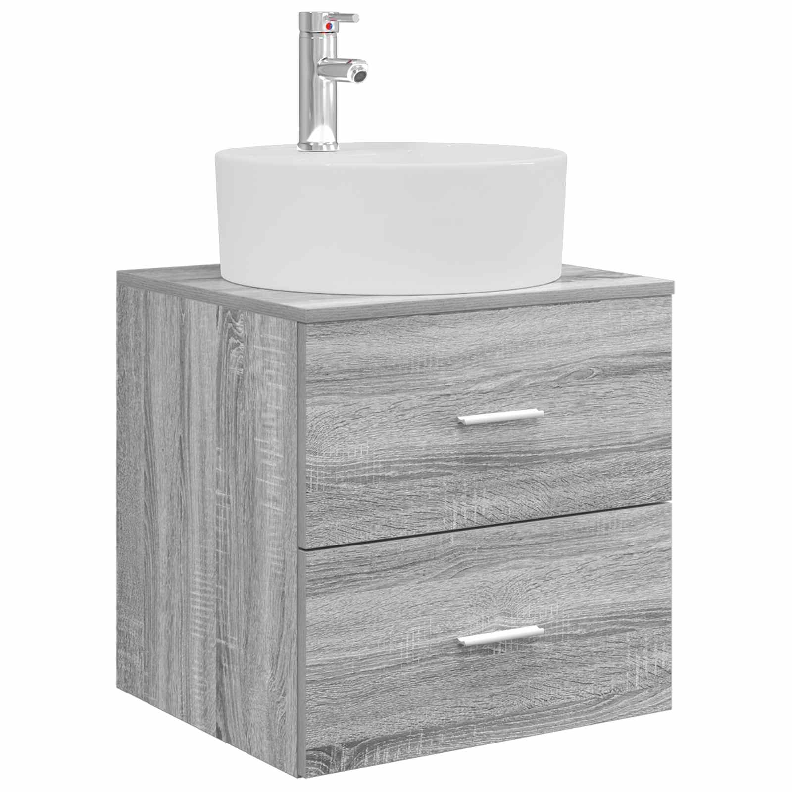 Badkamermeubelset 5 pcs Grijs Sonoma Bewerkt hout en glas is nu te koop bij PeponiXL, paradijselijk wonen!