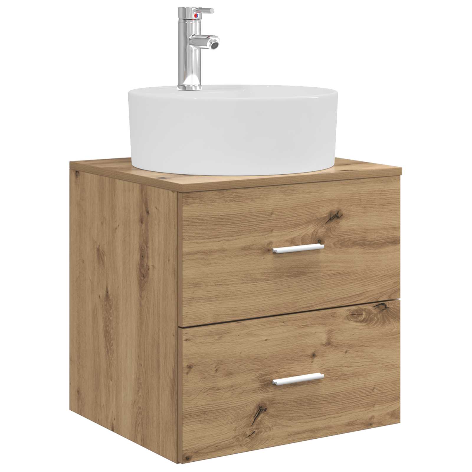 Badkamermeubelset 5 pcs Artisanaal eiken Bewerkt hout en glas is nu te koop bij PeponiXL, paradijselijk wonen!