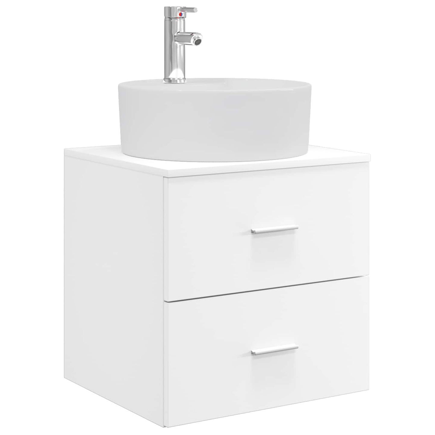 Badkamermeubelset 5 pcs Wit Bewerkt hout en glas is nu te koop bij PeponiXL, paradijselijk wonen!