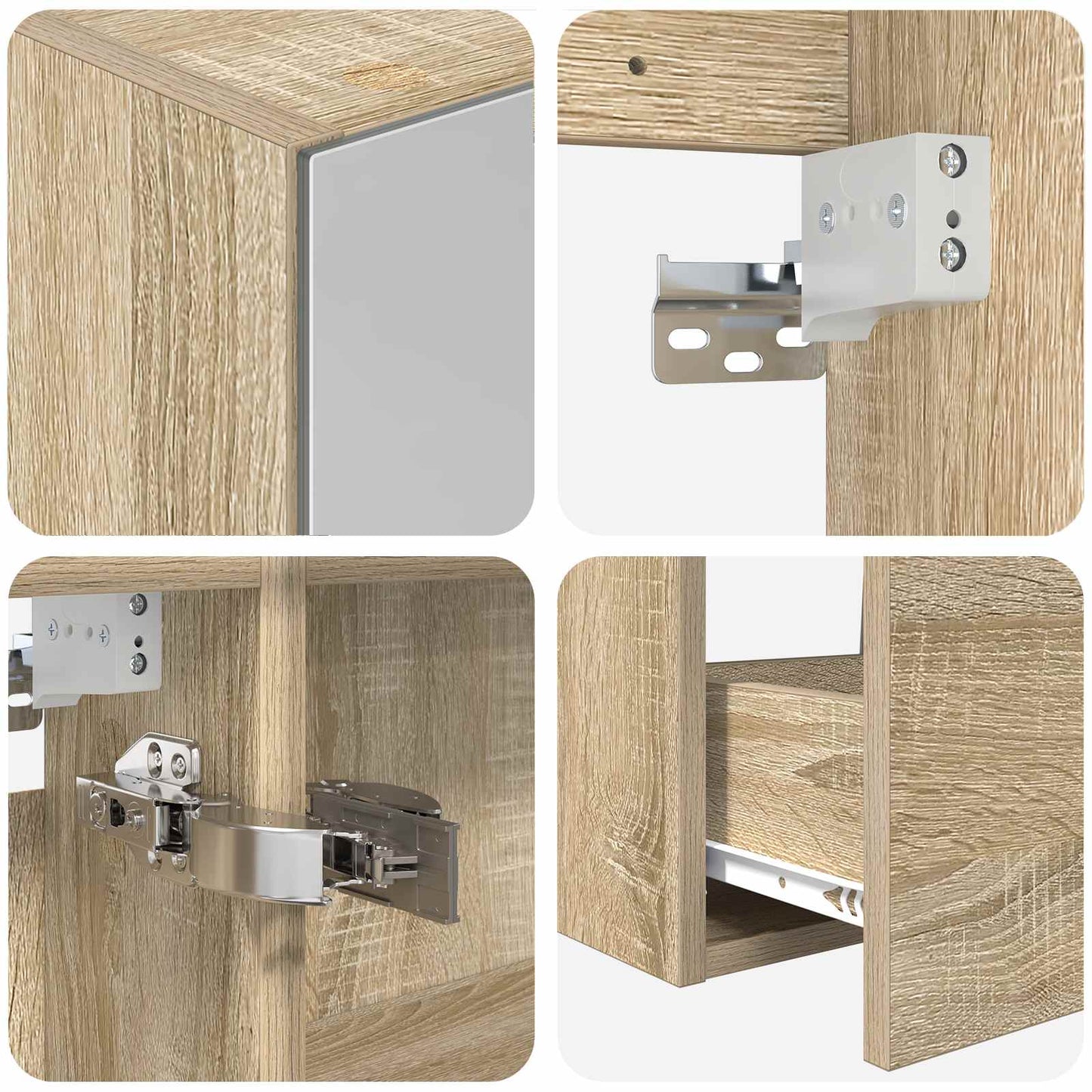 Badkamermeubelset 5 pcs Sonoma Eiken Bewerkt hout en glas is nu te koop bij PeponiXL, paradijselijk wonen!