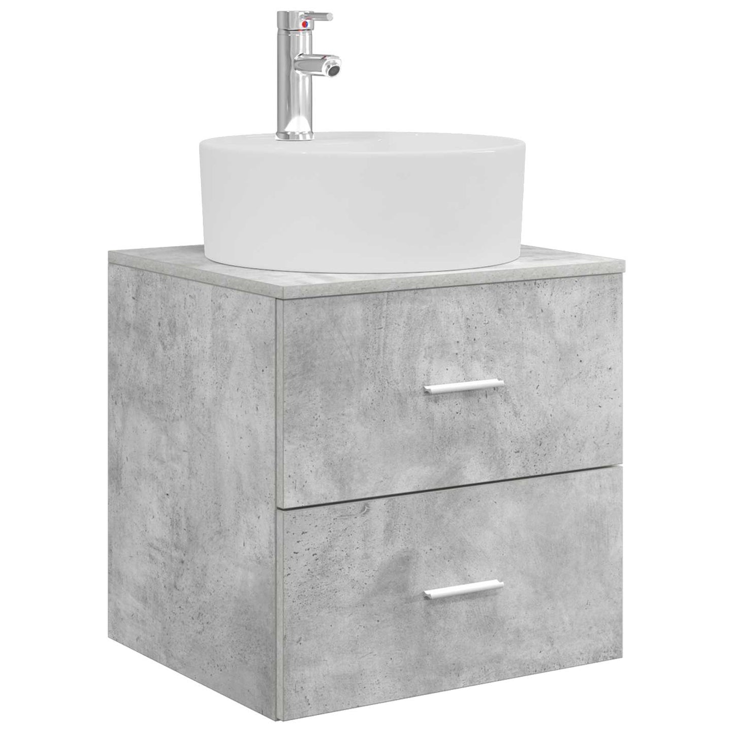 Badkamermeubelset 5 pcs Betongrijs Bewerkt hout en glas is nu te koop bij PeponiXL, paradijselijk wonen!