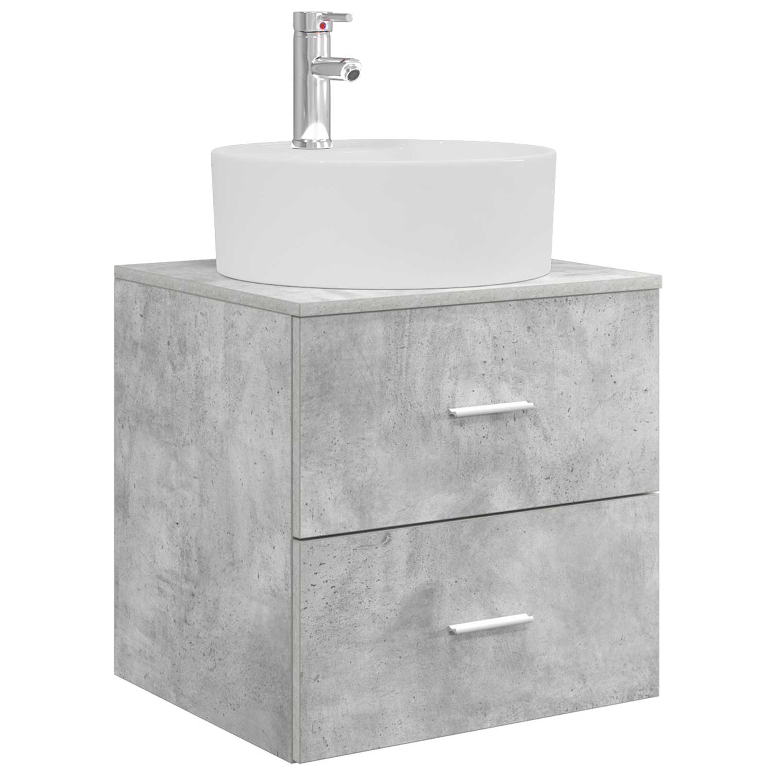Badkamermeubelset 5 pcs Betongrijs Bewerkt hout en glas is nu te koop bij PeponiXL, paradijselijk wonen!