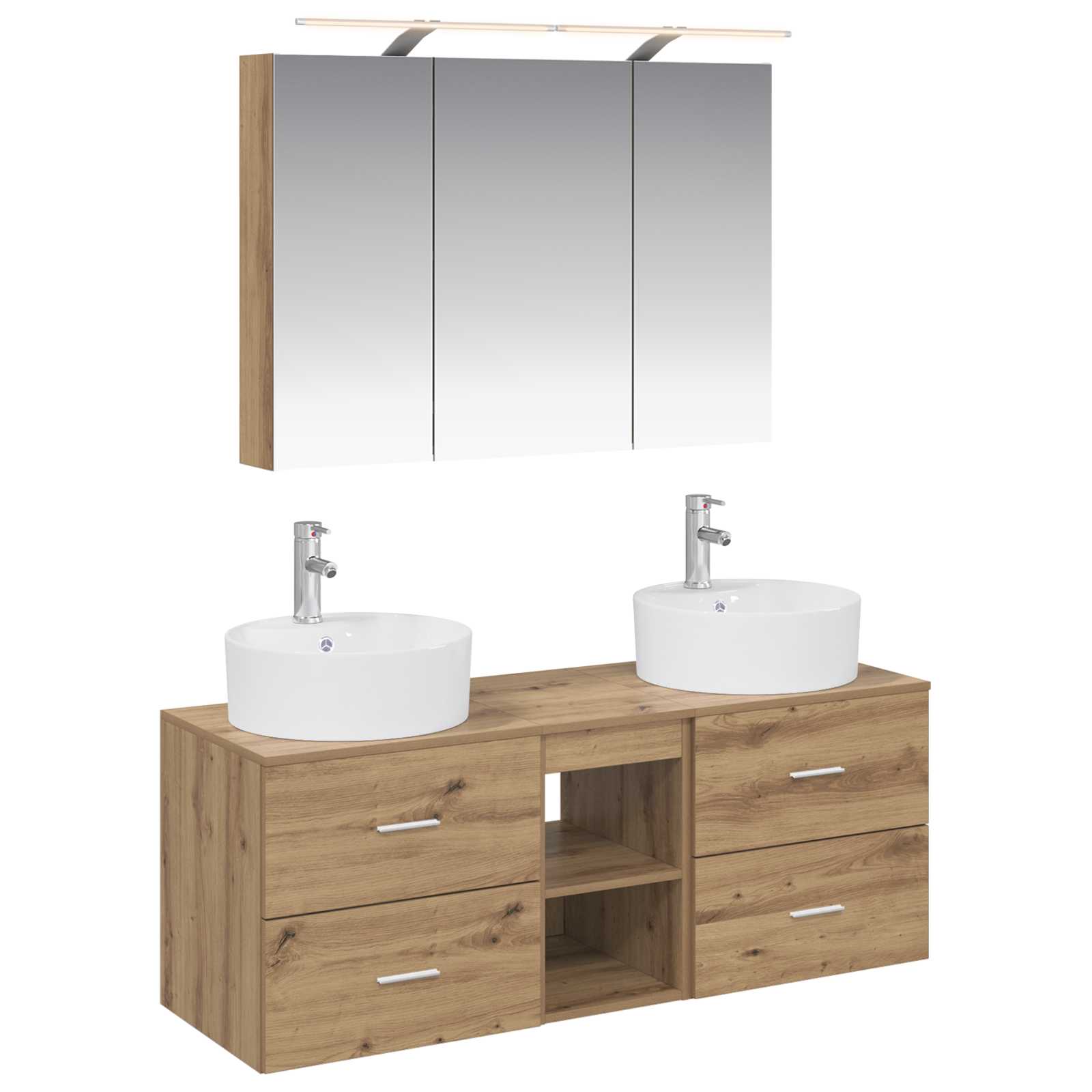 Badkamermeubelset 4 st Artisanaal eiken Bewerkt hout en glas is nu te koop bij PeponiXL, paradijselijk wonen!