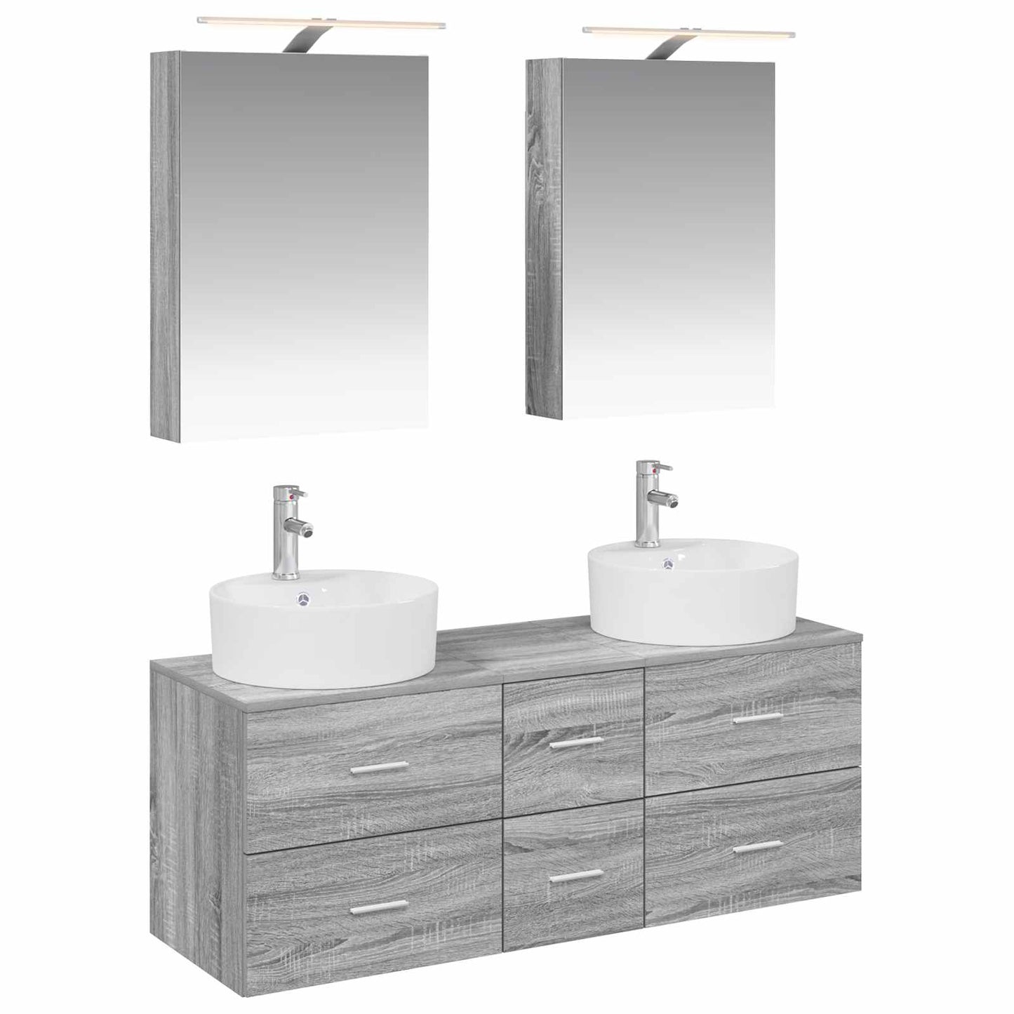 Badkamermeubelset 5 pcs Grijs Sonoma Bewerkt hout en glas is nu te koop bij PeponiXL, paradijselijk wonen!
