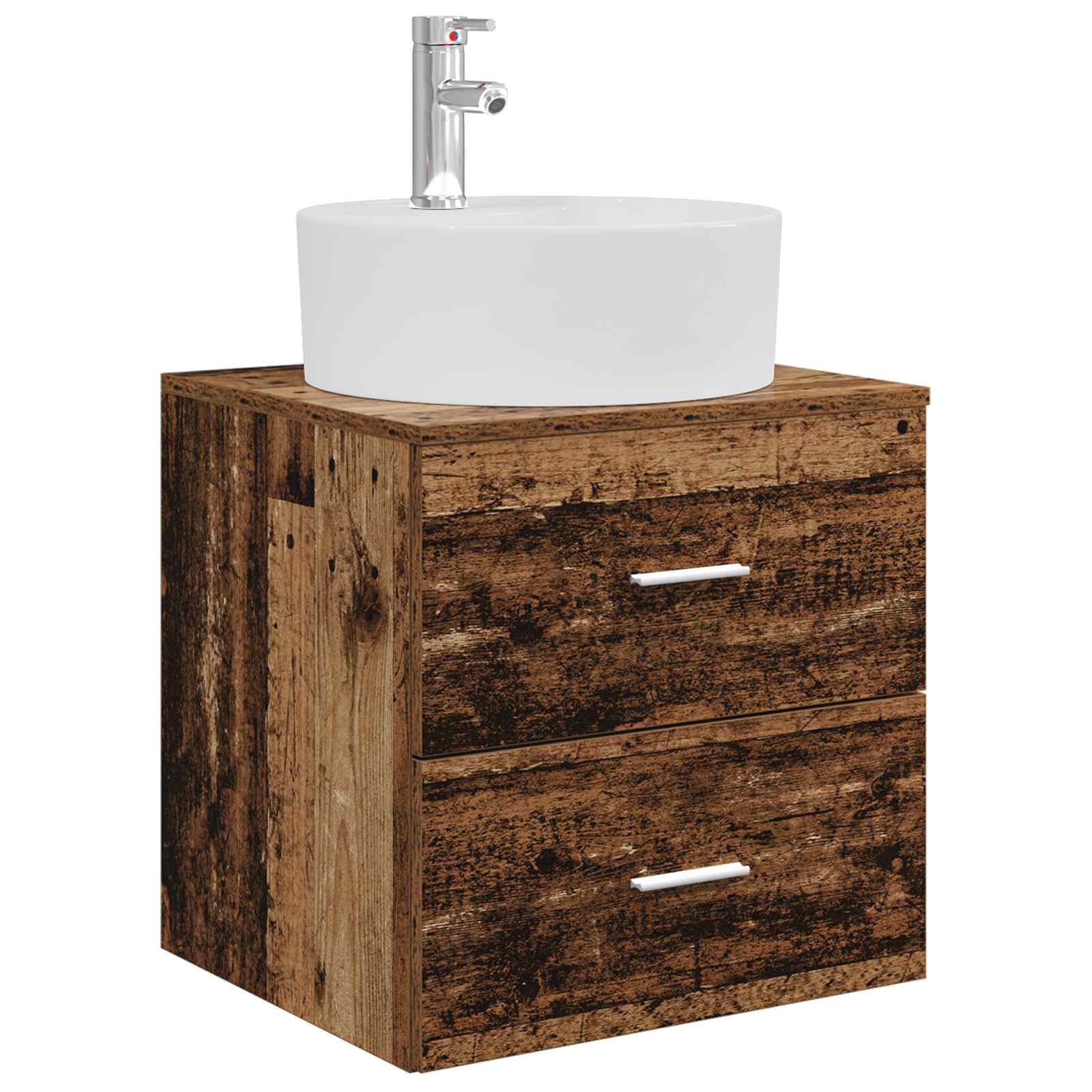 Badkamermeubelset 5 pcs Oud hout Bewerkt hout en glas is nu te koop bij PeponiXL, paradijselijk wonen!