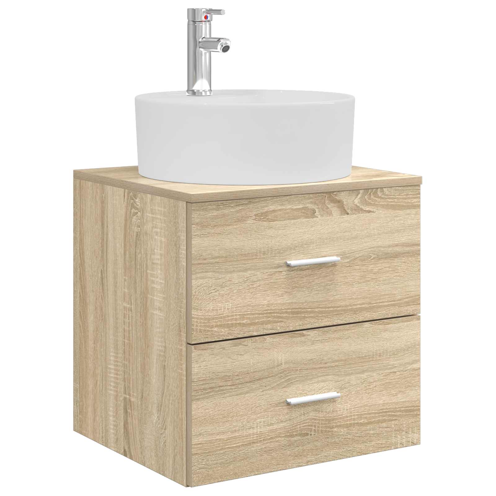 Badkamermeubelset 5 pcs Sonoma Eiken Bewerkt hout en glas is nu te koop bij PeponiXL, paradijselijk wonen!
