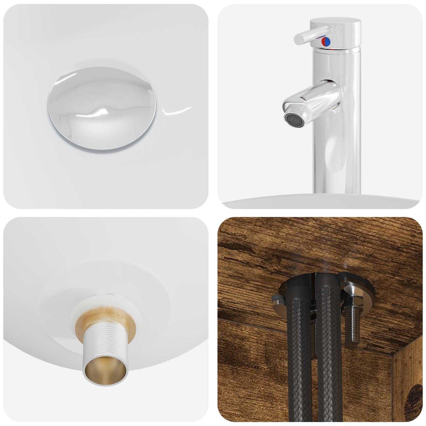 Badkamermeubelset 5 pcs Gerookt eiken Bewerkt hout en glas is nu te koop bij PeponiXL, paradijselijk wonen!