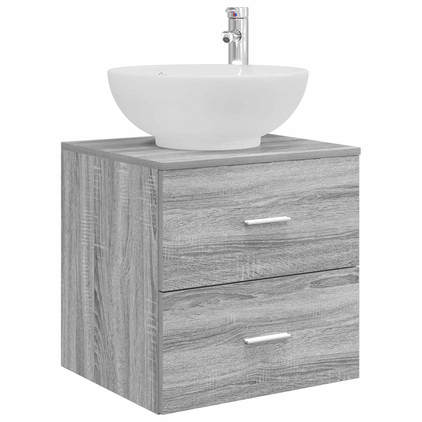 Badkamermeubelset 5 pcs Grijs Sonoma Bewerkt hout en glas is nu te koop bij PeponiXL, paradijselijk wonen!
