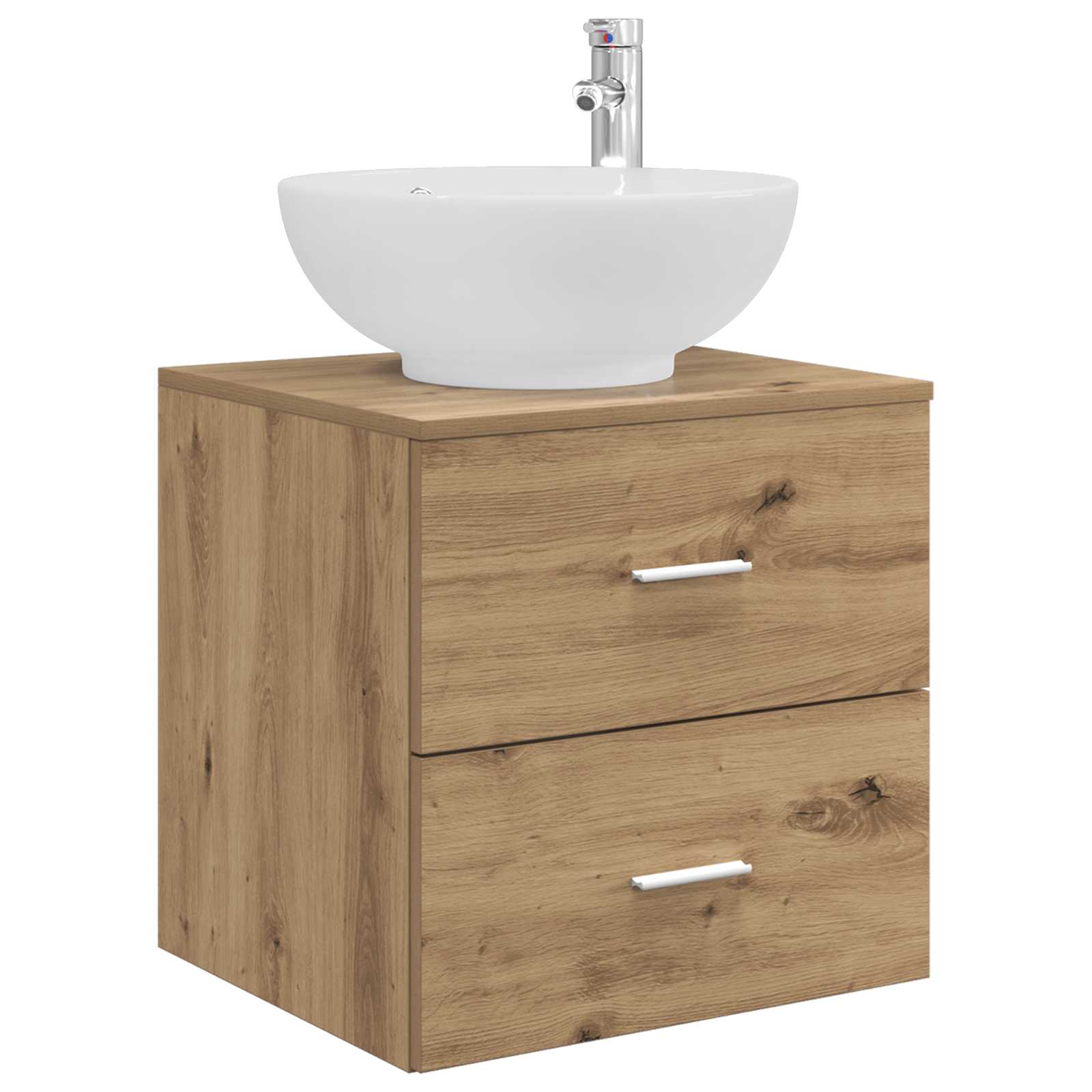 Badkamermeubelset 5 pcs Artisanaal eiken Bewerkt hout en glas is nu te koop bij PeponiXL, paradijselijk wonen!