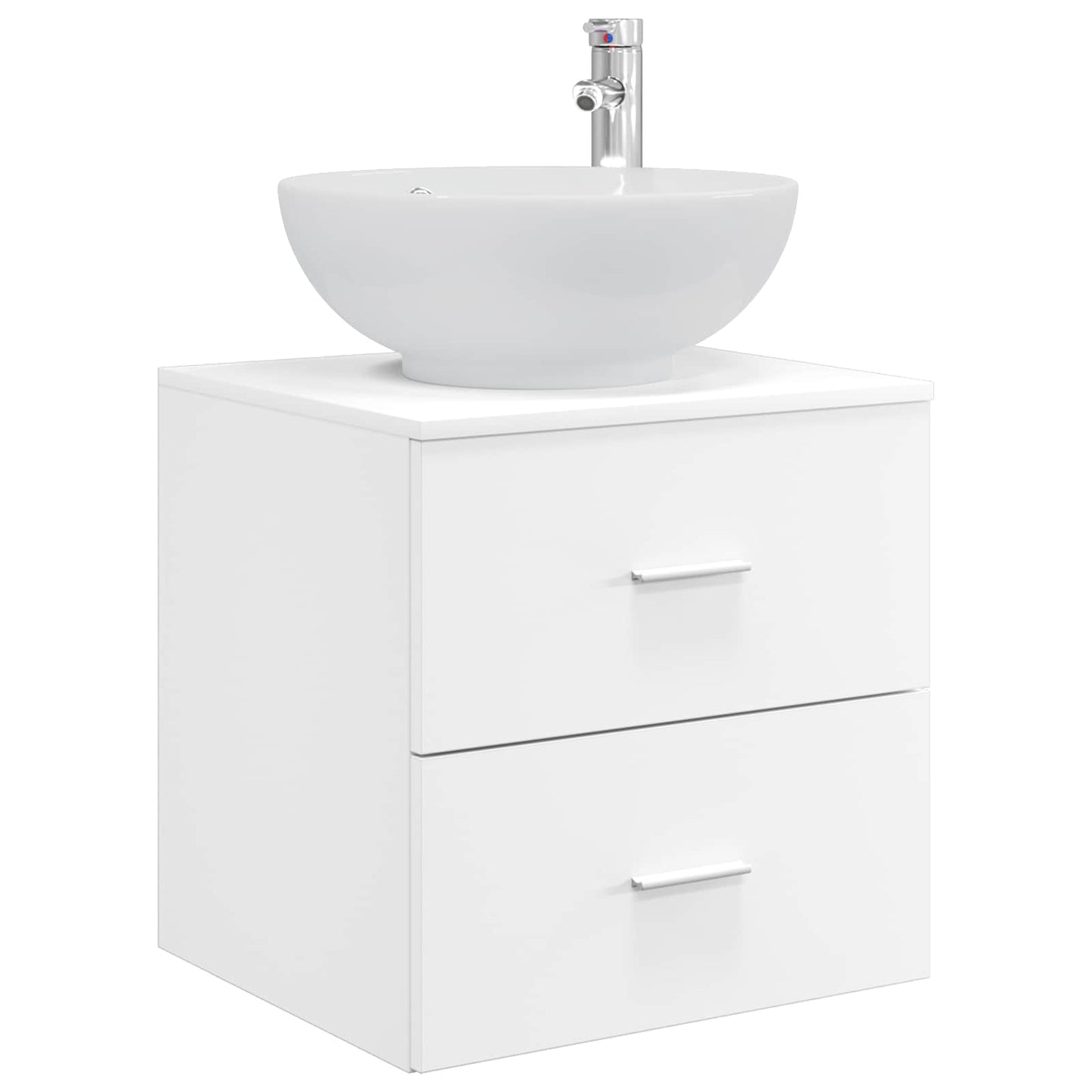 Badkamermeubelset 5 pcs Wit Bewerkt hout en glas is nu te koop bij PeponiXL, paradijselijk wonen!