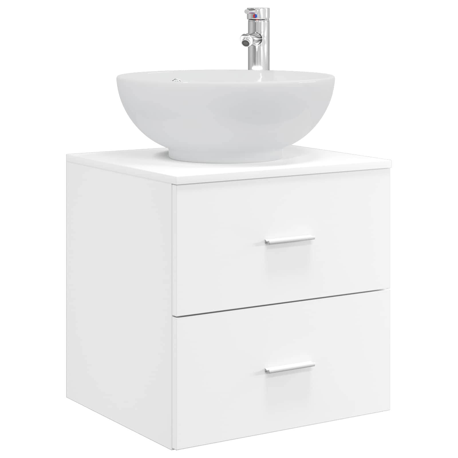 Badkamermeubelset 5 pcs Wit Bewerkt hout en glas is nu te koop bij PeponiXL, paradijselijk wonen!