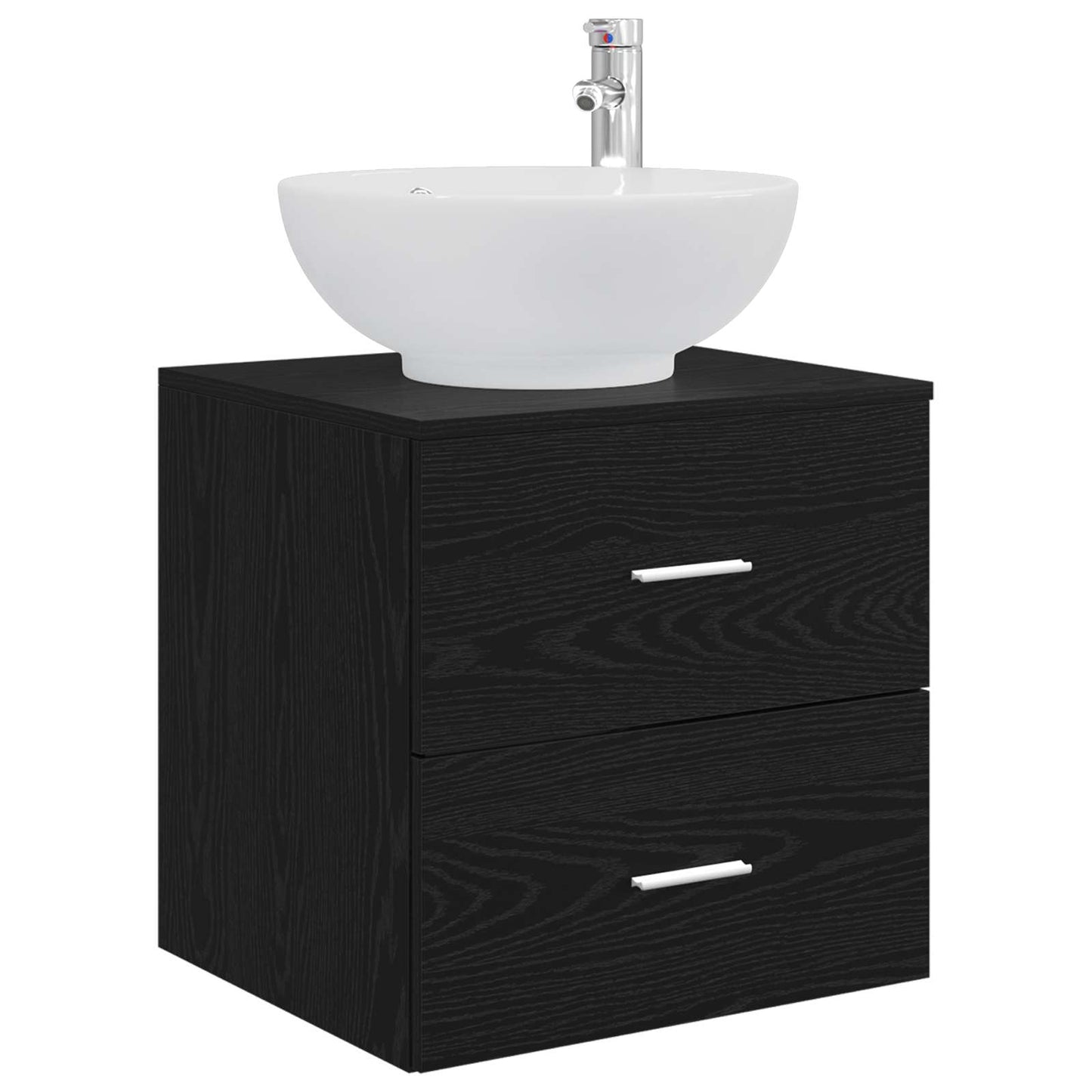 Badkamermeubelset 5 pcs Zwart eiken Bewerkt hout en glas is nu te koop bij PeponiXL, paradijselijk wonen!