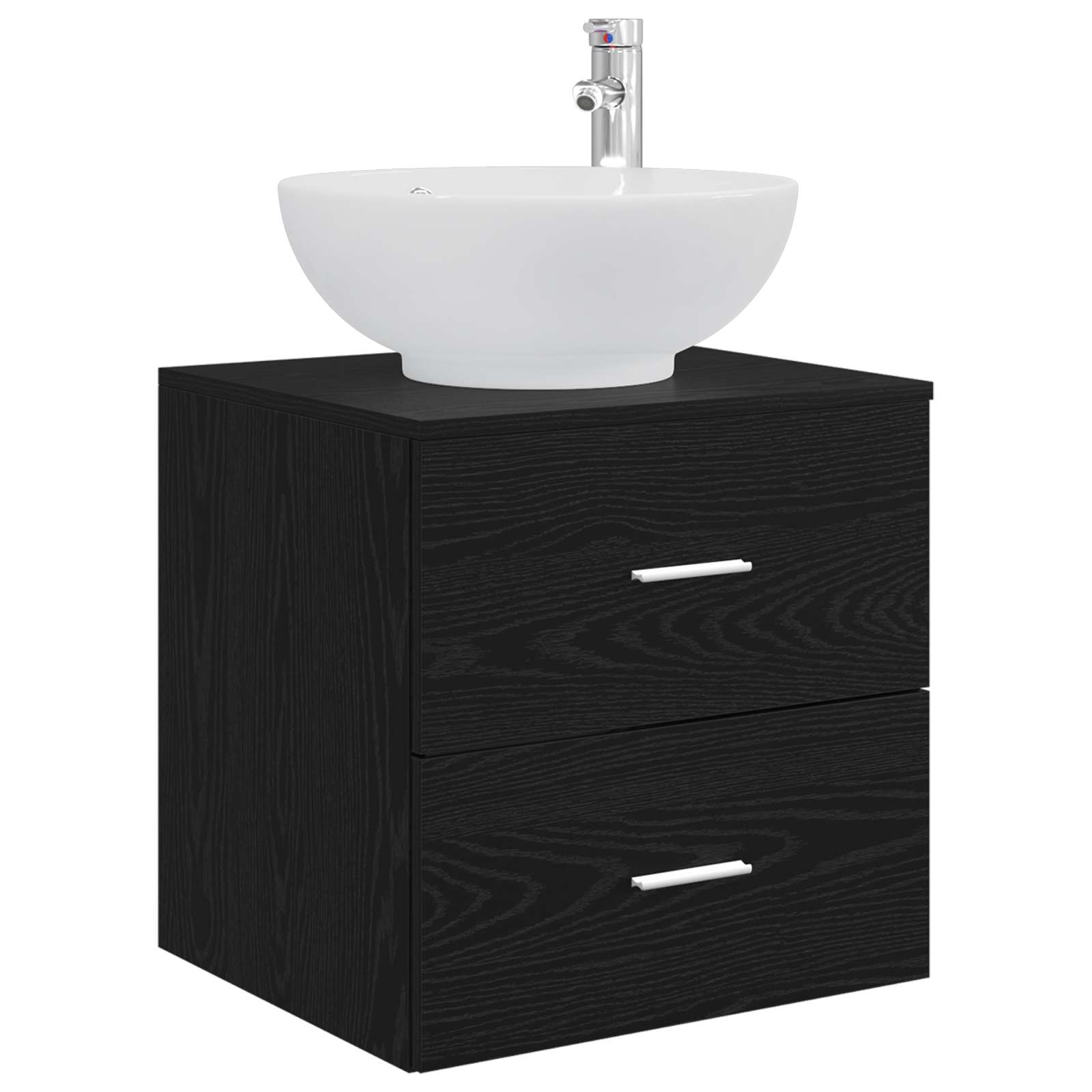 Badkamermeubelset 5 pcs Zwart eiken Bewerkt hout en glas is nu te koop bij PeponiXL, paradijselijk wonen!