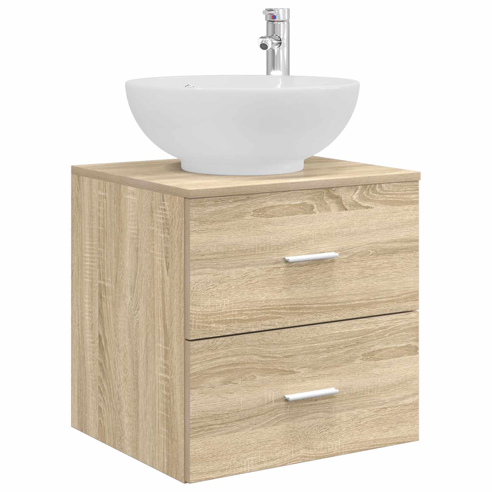 Badkamermeubelset 5 pcs Sonoma Eiken Bewerkt hout en glas is nu te koop bij PeponiXL, paradijselijk wonen!