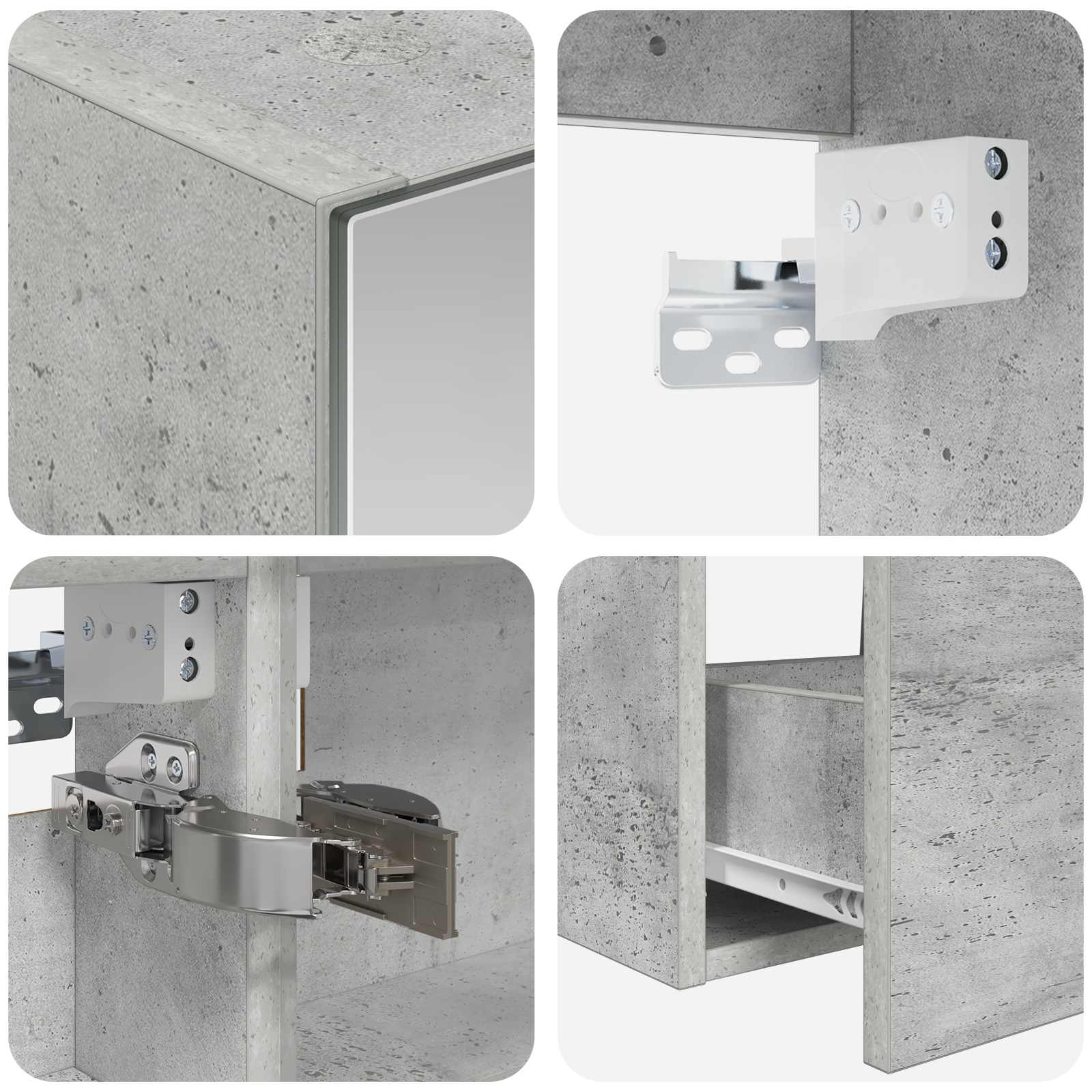 Badkamermeubelset 5 pcs Betongrijs Bewerkt hout en glas is nu te koop bij PeponiXL, paradijselijk wonen!