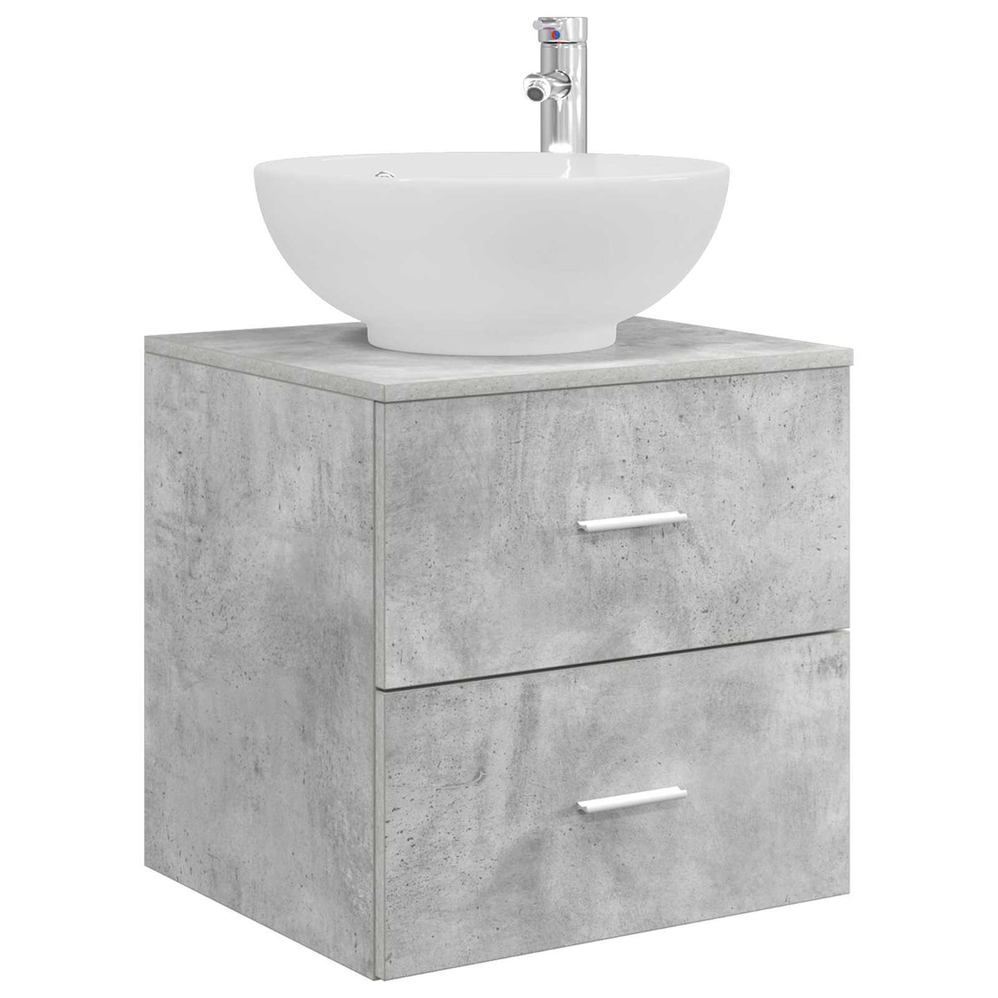 Badkamermeubelset 5 pcs Betongrijs Bewerkt hout en glas is nu te koop bij PeponiXL, paradijselijk wonen!