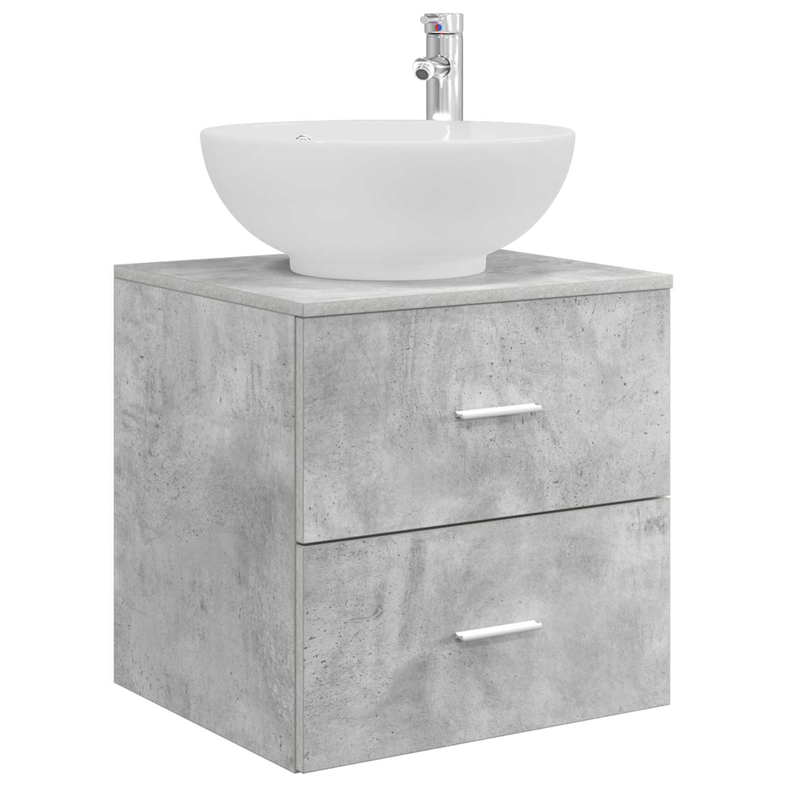 Badkamermeubelset 5 pcs Betongrijs Bewerkt hout en glas is nu te koop bij PeponiXL, paradijselijk wonen!