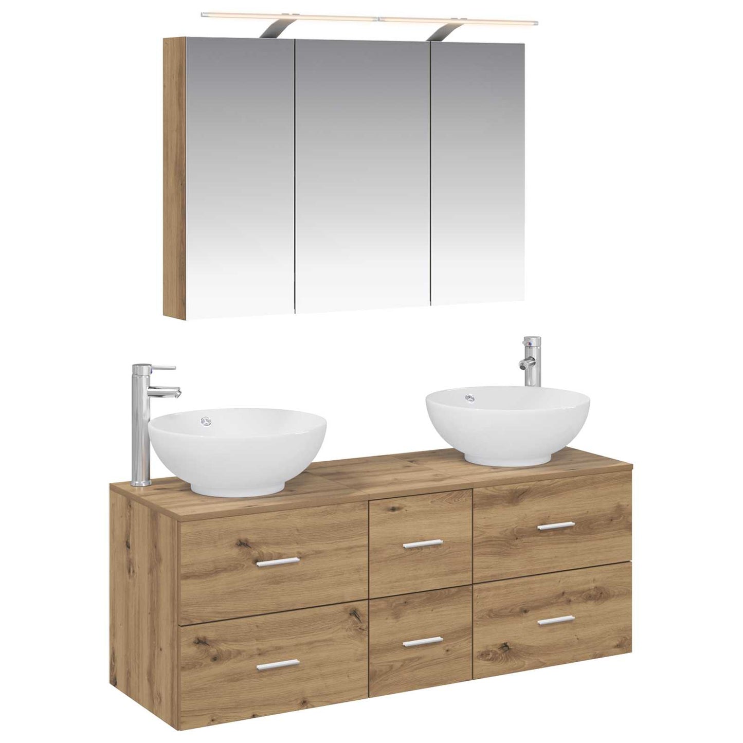 Badkamermeubelset 4 st Artisanaal eiken Bewerkt hout en glas is nu te koop bij PeponiXL, paradijselijk wonen!