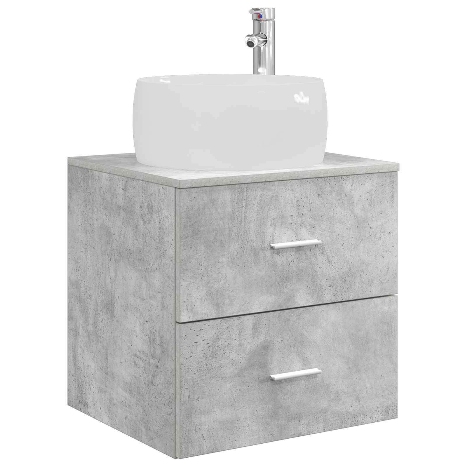 Badkamermeubelset 5 pcs Betongrijs Bewerkt hout en glas is nu te koop bij PeponiXL, paradijselijk wonen!