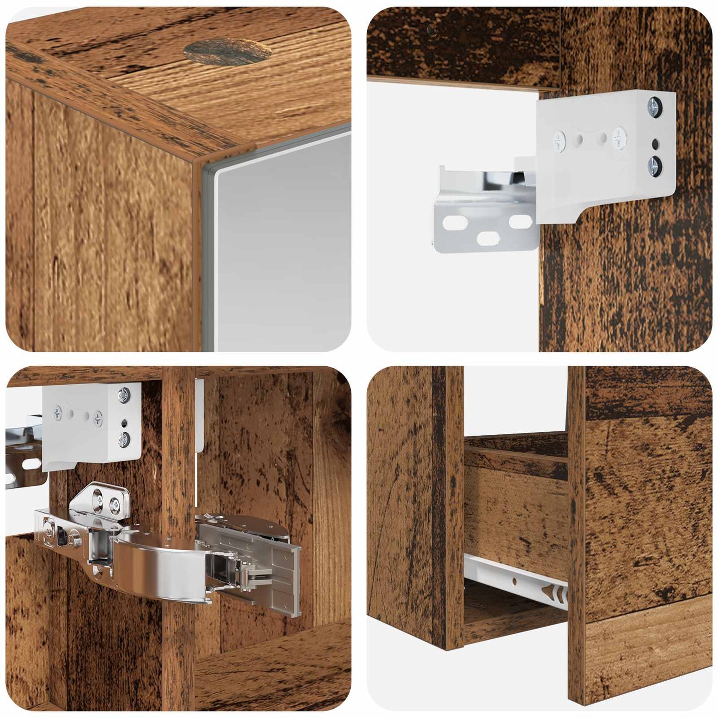 Badkamermeubelset 5 pcs Oud hout Bewerkt hout en glas is nu te koop bij PeponiXL, paradijselijk wonen!