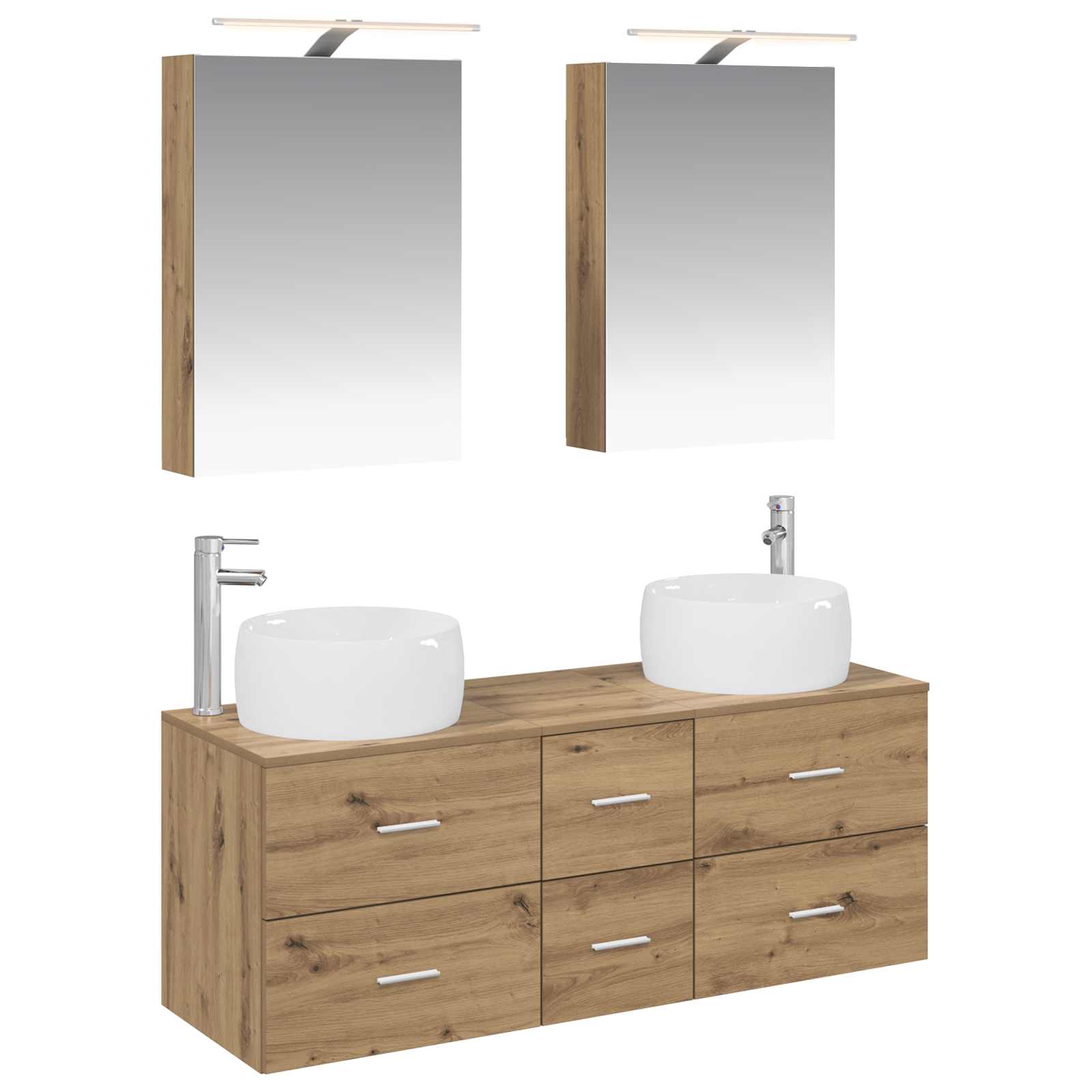 Badkamermeubelset 5 st Artisanaal eiken Bewerkt hout en glas is nu te koop bij PeponiXL, paradijselijk wonen!