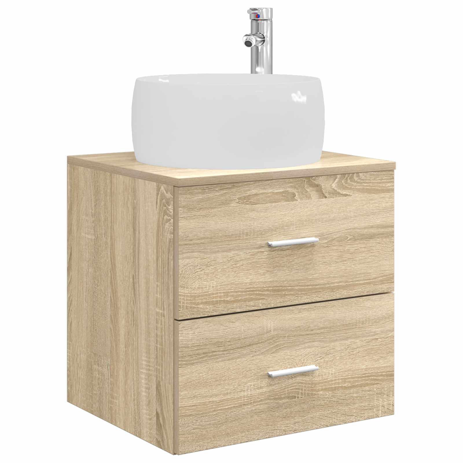Badkamermeubelset 5 pcs Sonoma Eiken Bewerkt hout en glas is nu te koop bij PeponiXL, paradijselijk wonen!