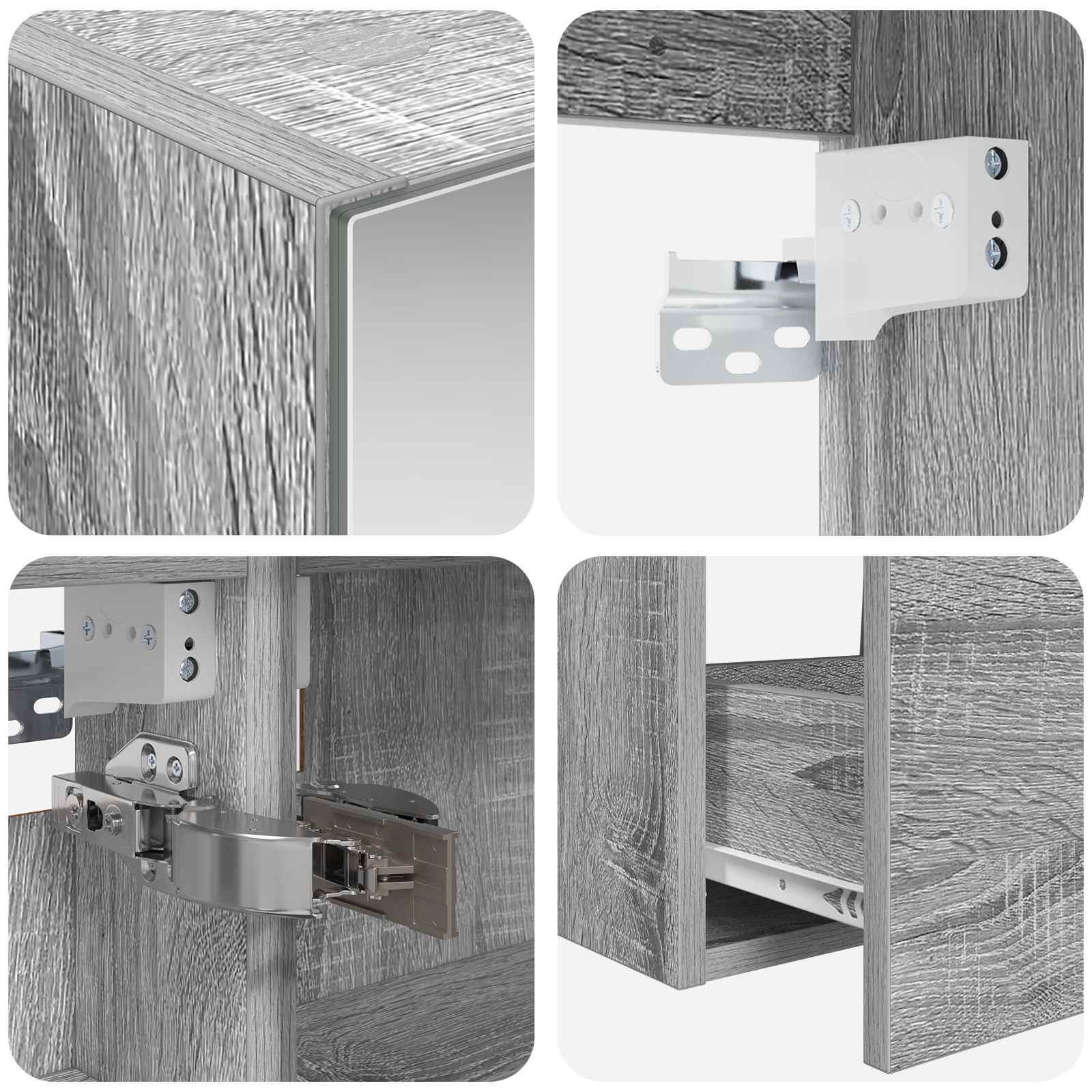 Badkamermeubelset 5 pcs Grijs Sonoma Bewerkt hout en glas is nu te koop bij PeponiXL, paradijselijk wonen!