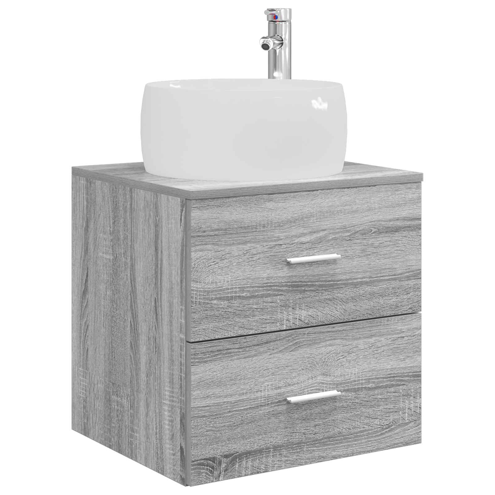 Badkamermeubelset 5 pcs Grijs Sonoma Bewerkt hout en glas is nu te koop bij PeponiXL, paradijselijk wonen!