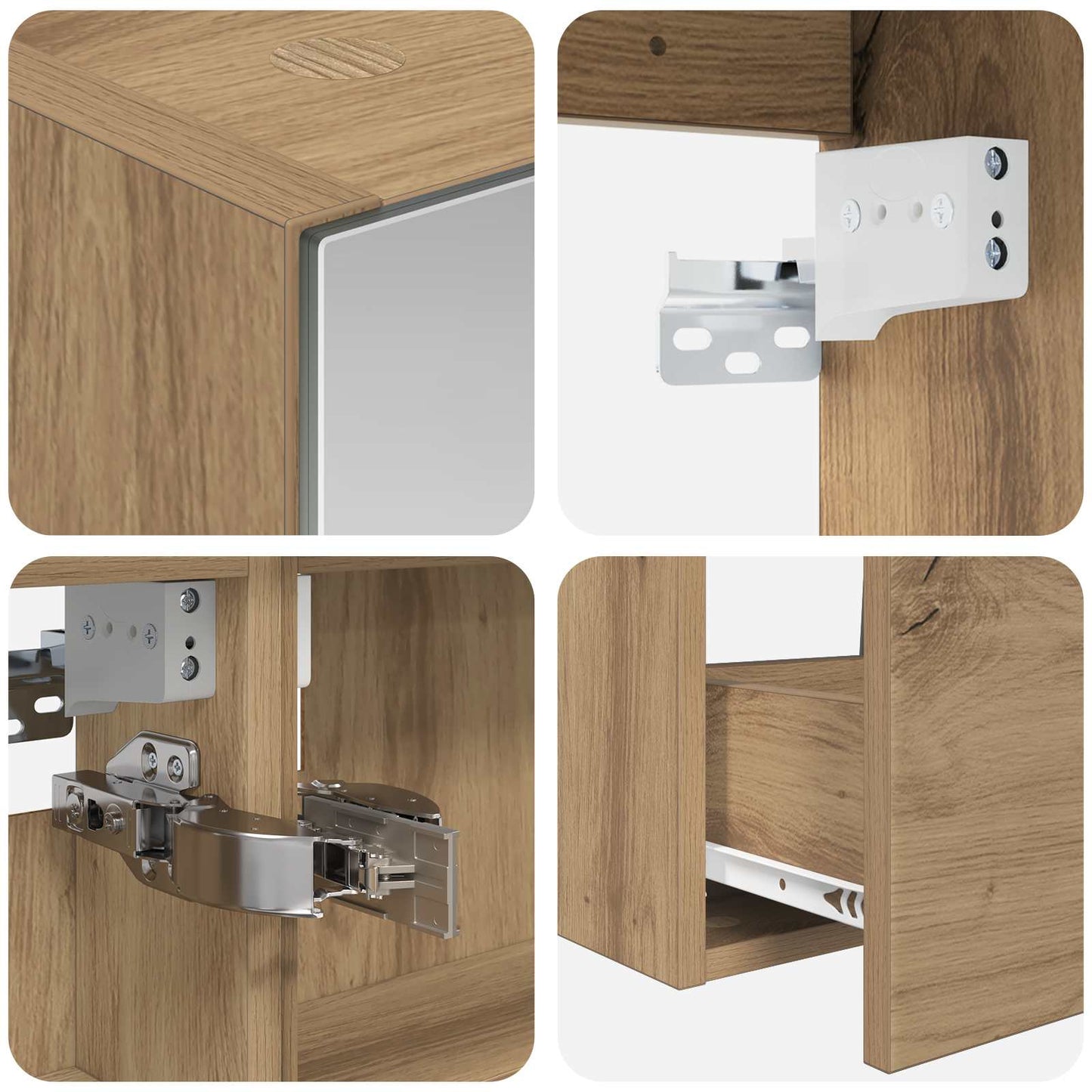Badkamermeubelset 5 pcs Artisanaal eiken Bewerkt hout en glas is nu te koop bij PeponiXL, paradijselijk wonen!