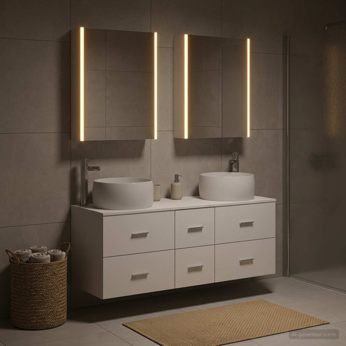 Badkamermeubelset 5 pcs Wit Bewerkt hout en glas is nu te koop bij PeponiXL, paradijselijk wonen!