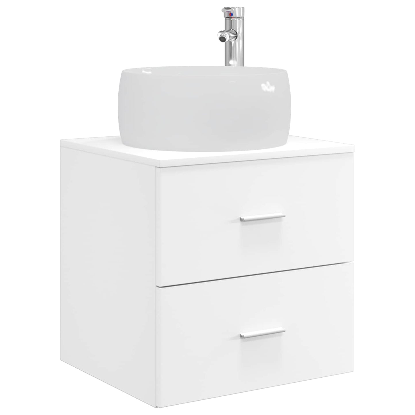 Badkamermeubelset 5 pcs Wit Bewerkt hout en glas is nu te koop bij PeponiXL, paradijselijk wonen!