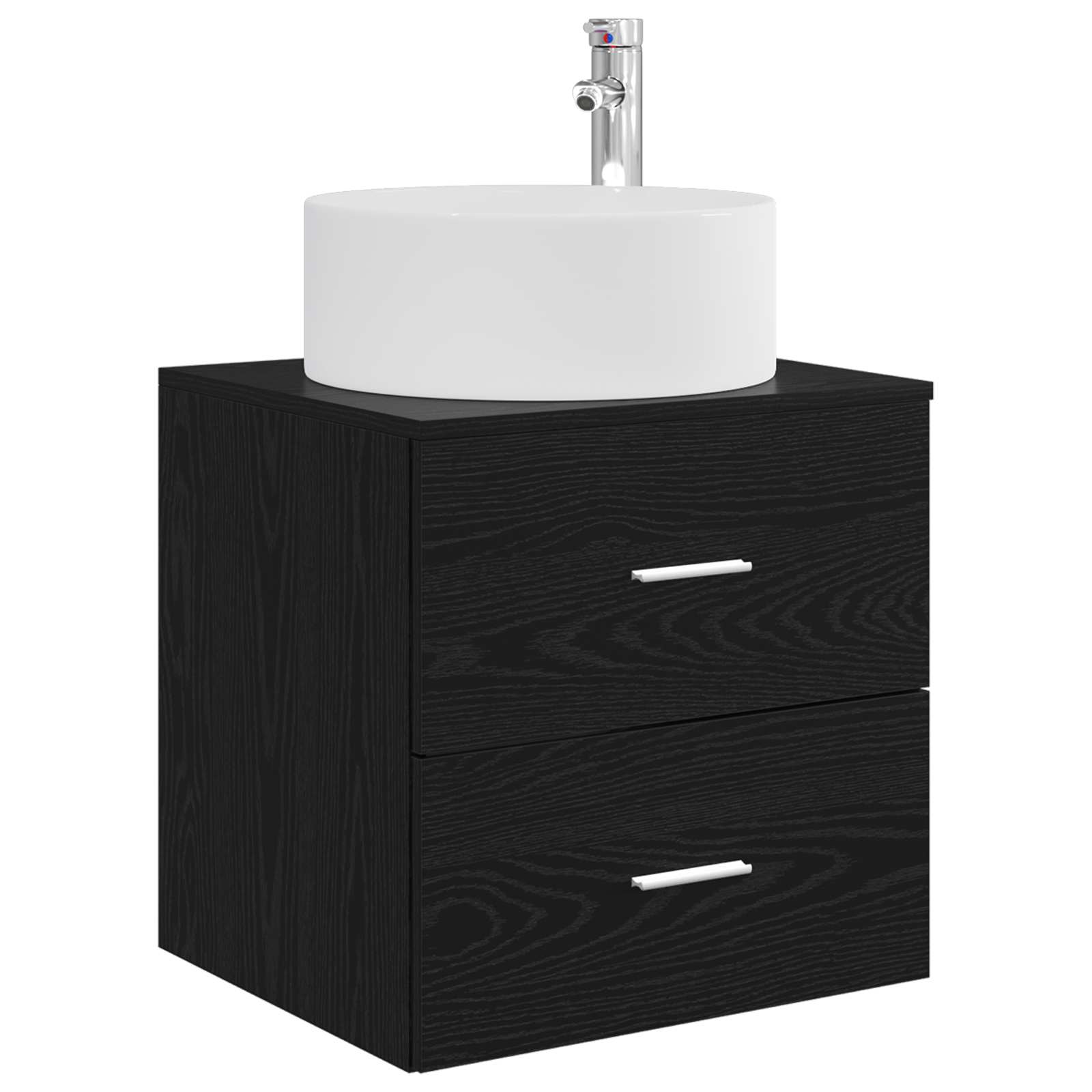 Badkamermeubelset 5 pcs Zwart eiken Bewerkt hout en glas is nu te koop bij PeponiXL, paradijselijk wonen!