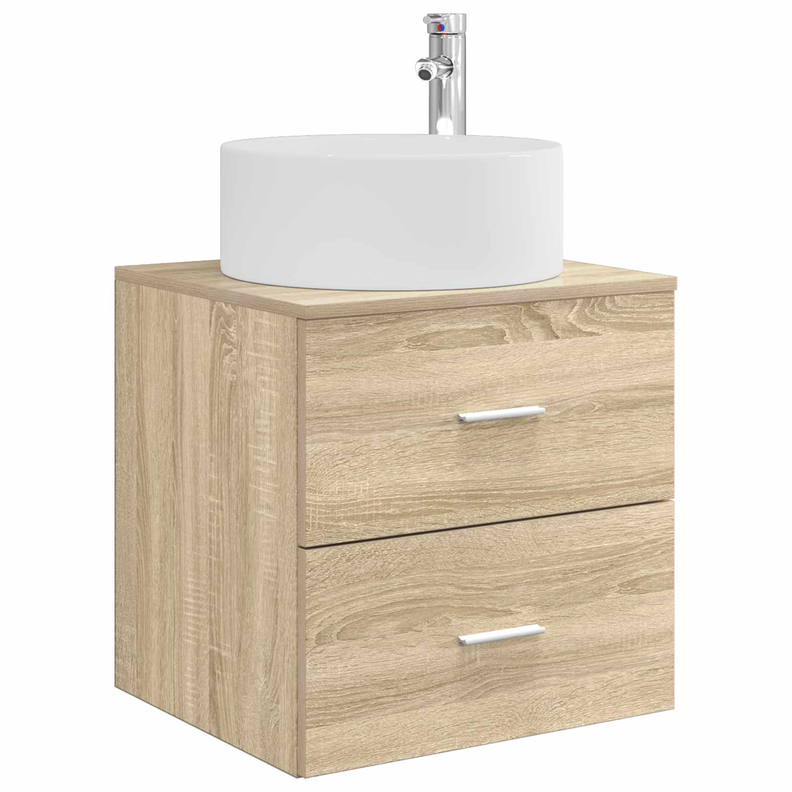 Badkamermeubelset 5 pcs Sonoma Eiken Bewerkt hout en glas is nu te koop bij PeponiXL, paradijselijk wonen!