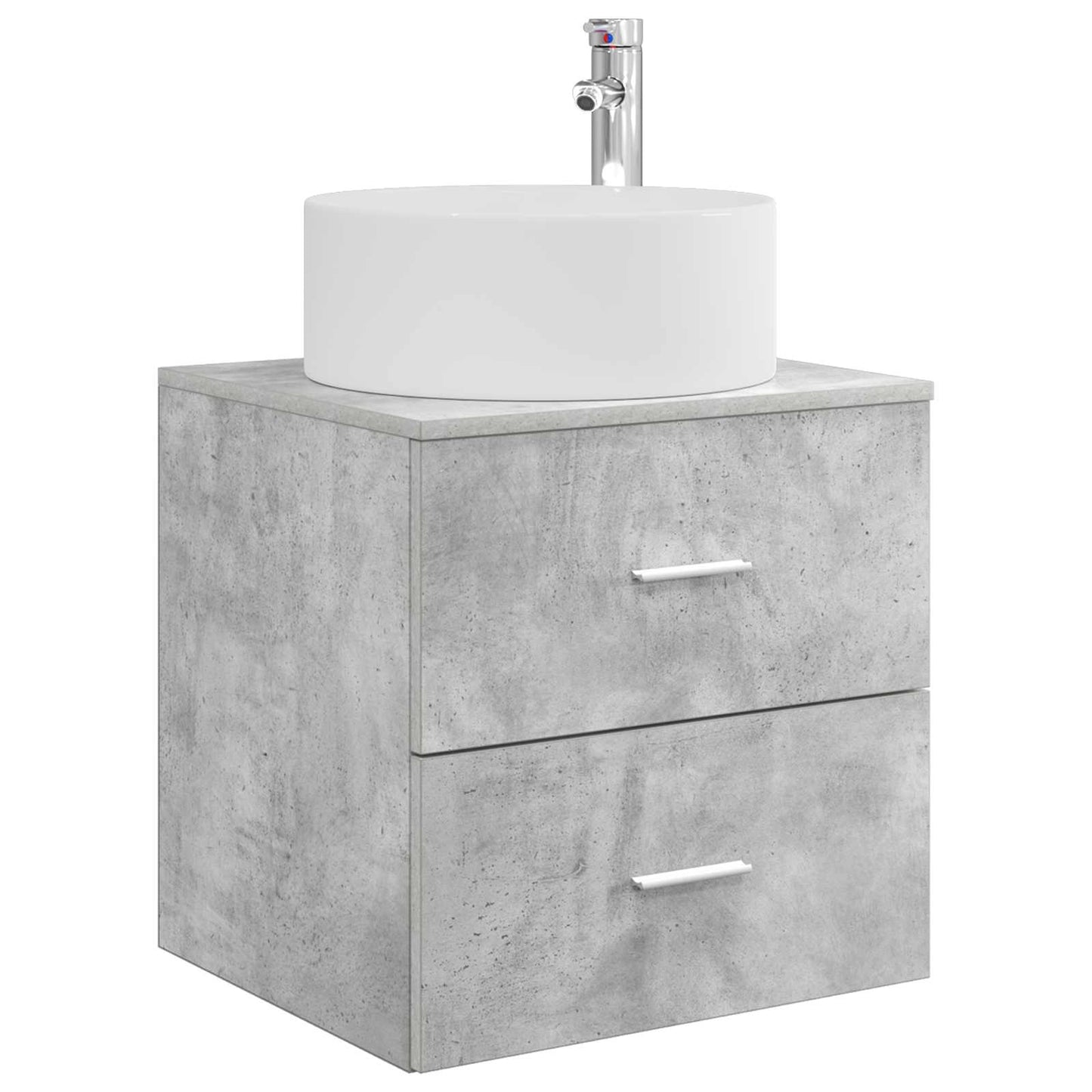 Badkamermeubelset 5 pcs Betongrijs Bewerkt hout en glas is nu te koop bij PeponiXL, paradijselijk wonen!