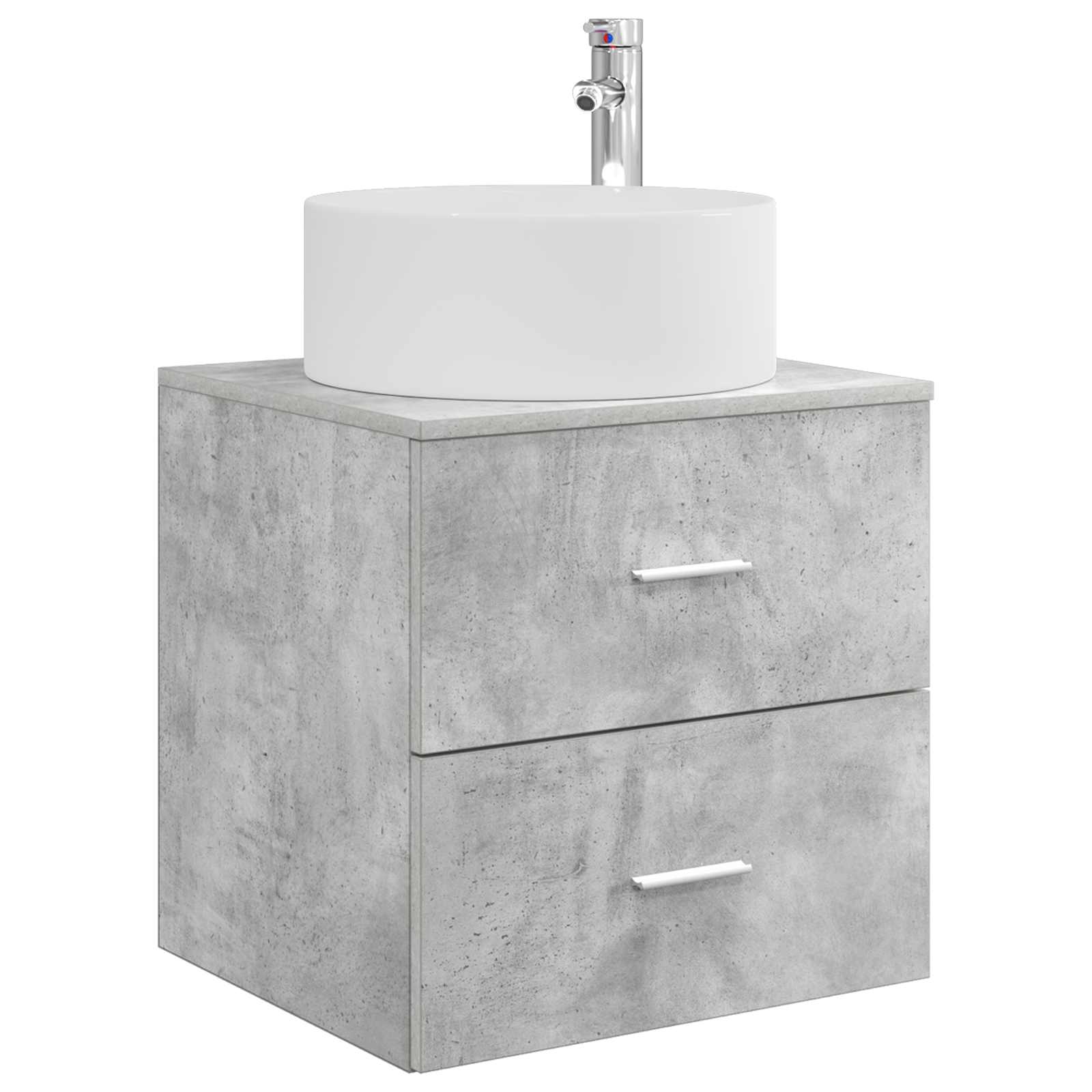Badkamermeubelset 5 pcs Betongrijs Bewerkt hout en glas is nu te koop bij PeponiXL, paradijselijk wonen!