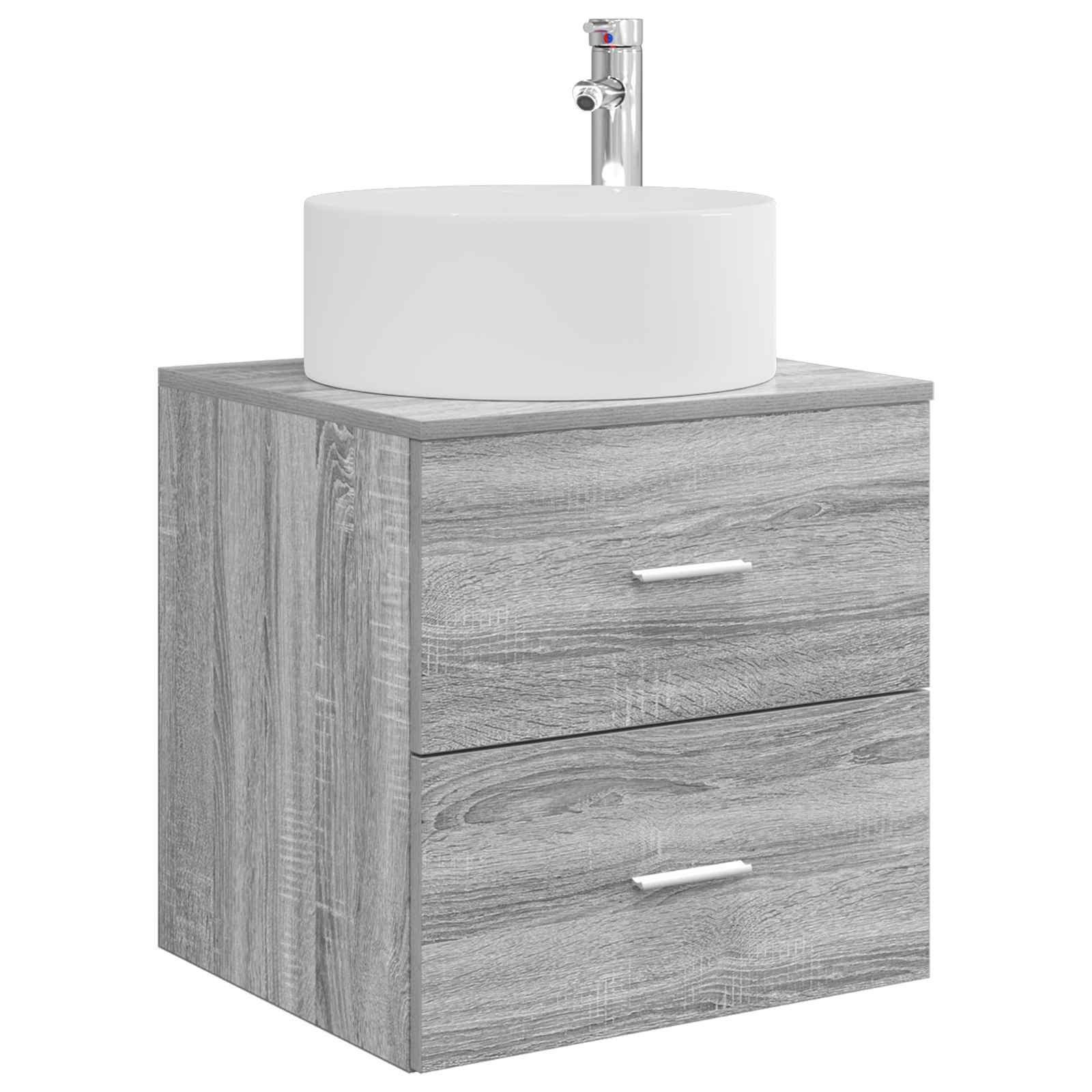 Badkamermeubelset 5 pcs Grijs Sonoma Bewerkt hout en glas is nu te koop bij PeponiXL, paradijselijk wonen!