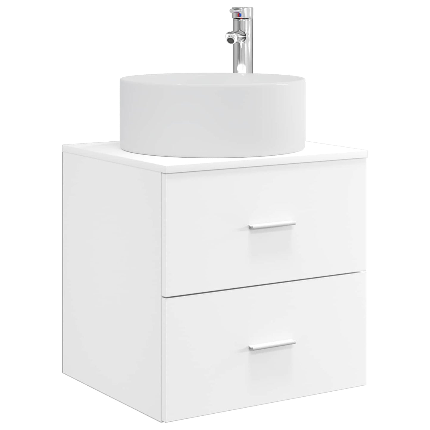 Badkamermeubelset 5 pcs Wit Bewerkt hout en glas is nu te koop bij PeponiXL, paradijselijk wonen!