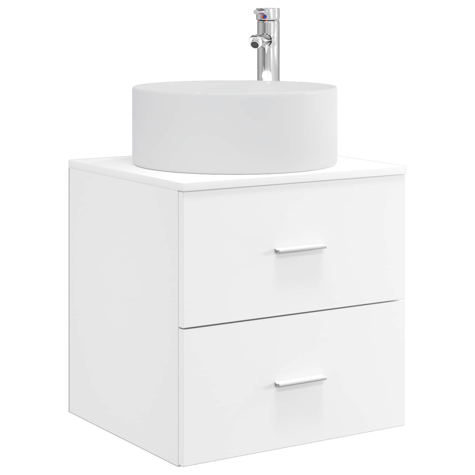 Badkamermeubelset 5 pcs Wit Bewerkt hout en glas is nu te koop bij PeponiXL, paradijselijk wonen!