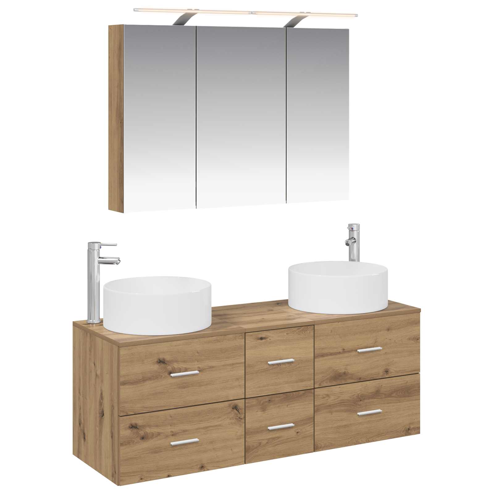 Badkamermeubelset 4 st Artisanaal eiken Bewerkt hout en glas is nu te koop bij PeponiXL, paradijselijk wonen!